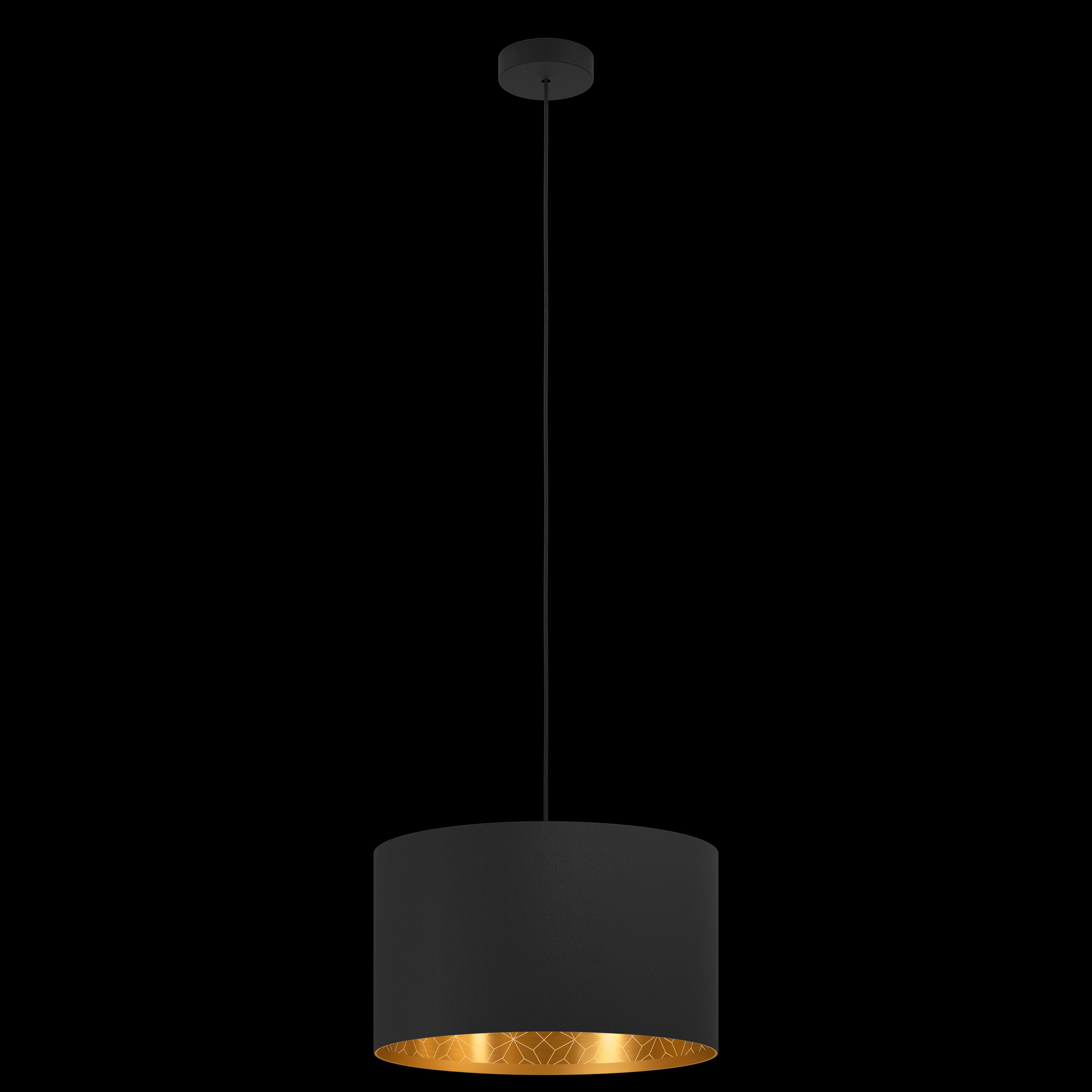 eglo zaragoza black gold round fabric ceiling pendant 38cm living room close up