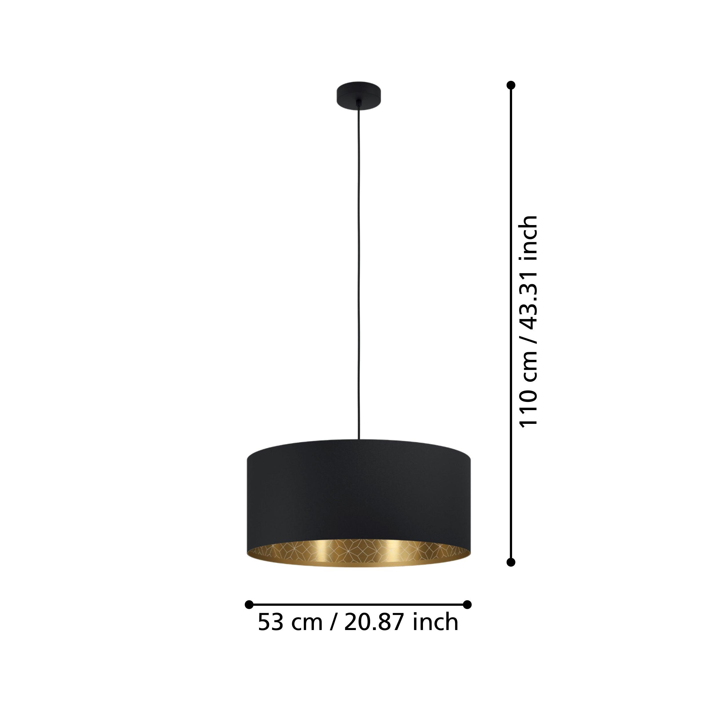 eglo zaragoza black gold round fabric pendant 53cm kitchen lighting