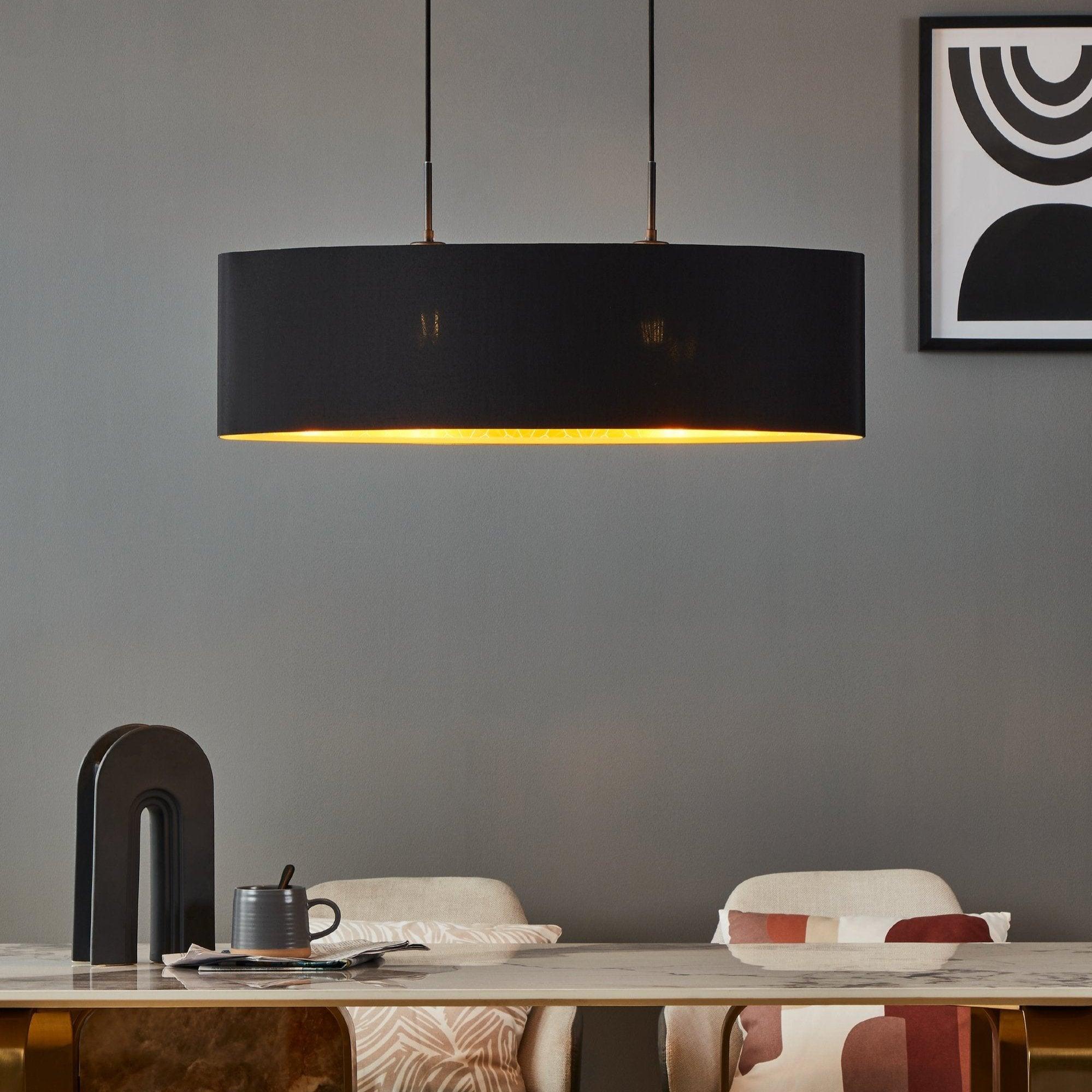 eglo zaragoza black gold oval fabric pendant
