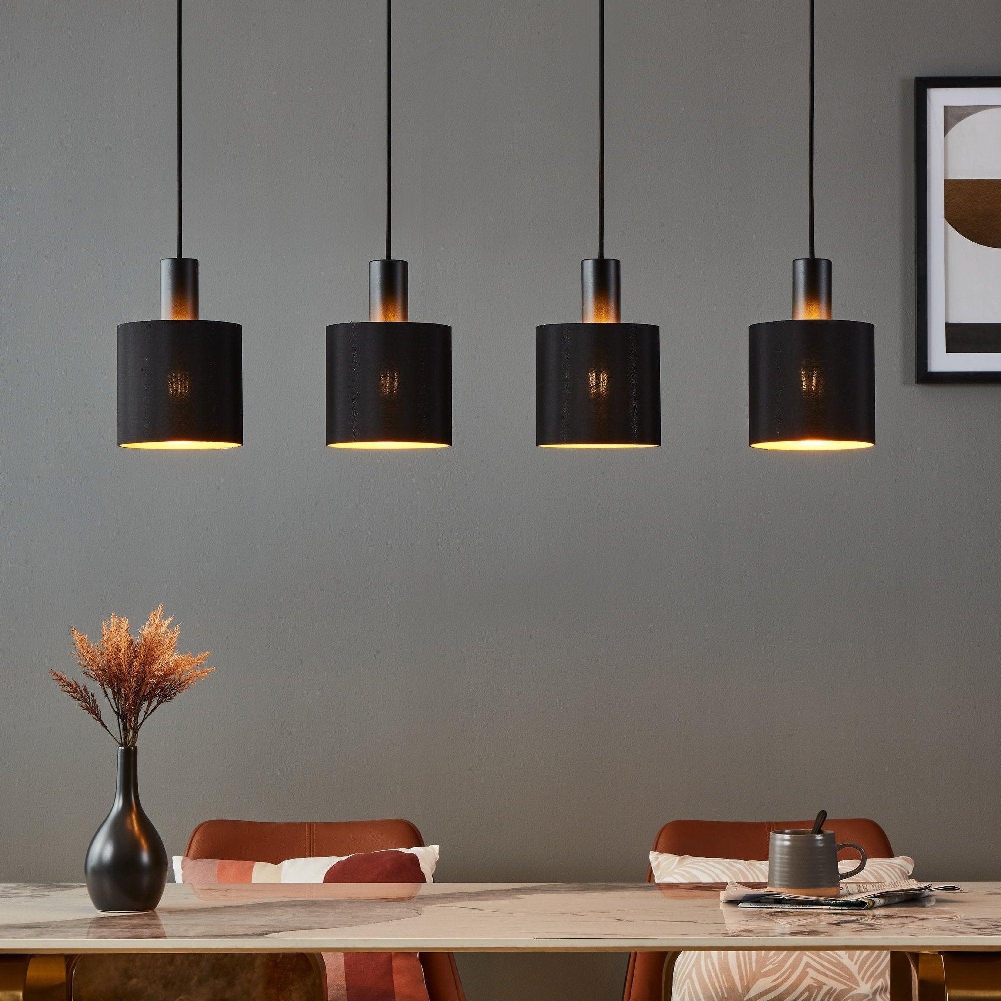 eglo zaragoza 4 light black gold ceiling pendant