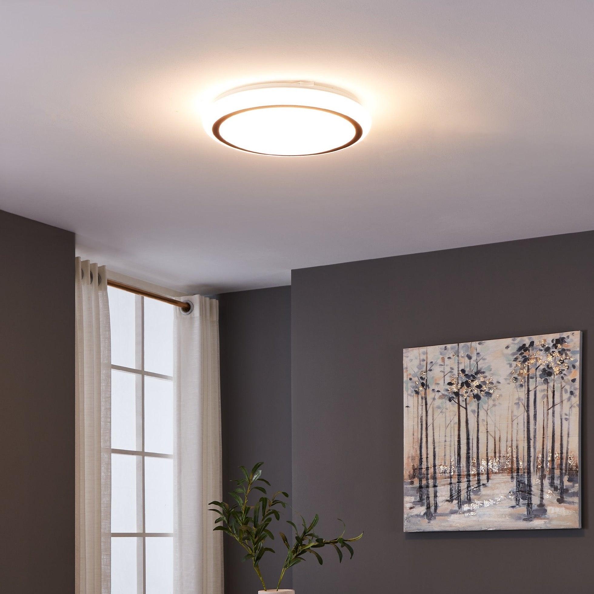 eglo capasso white round flush ceiling light 34cm