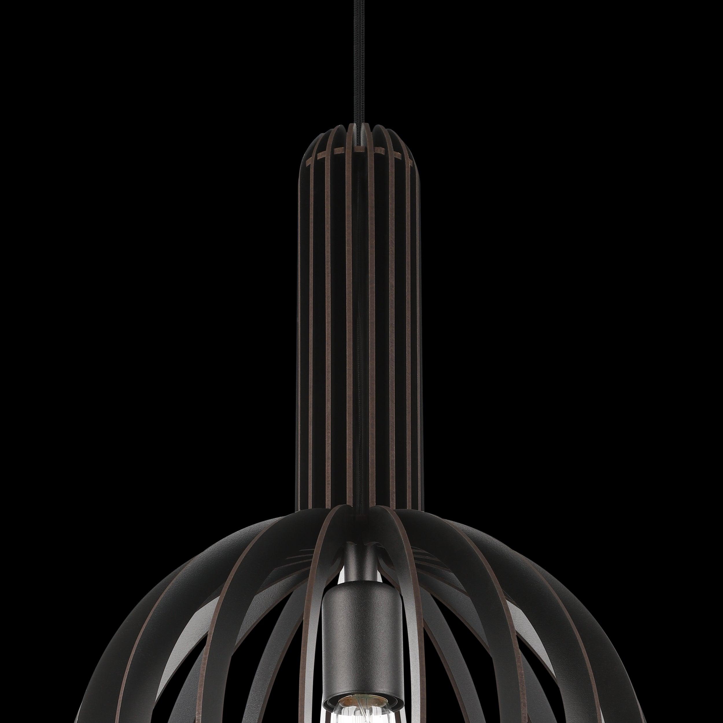 eglo velasco spherical black wood segment pendant kitchen lighting