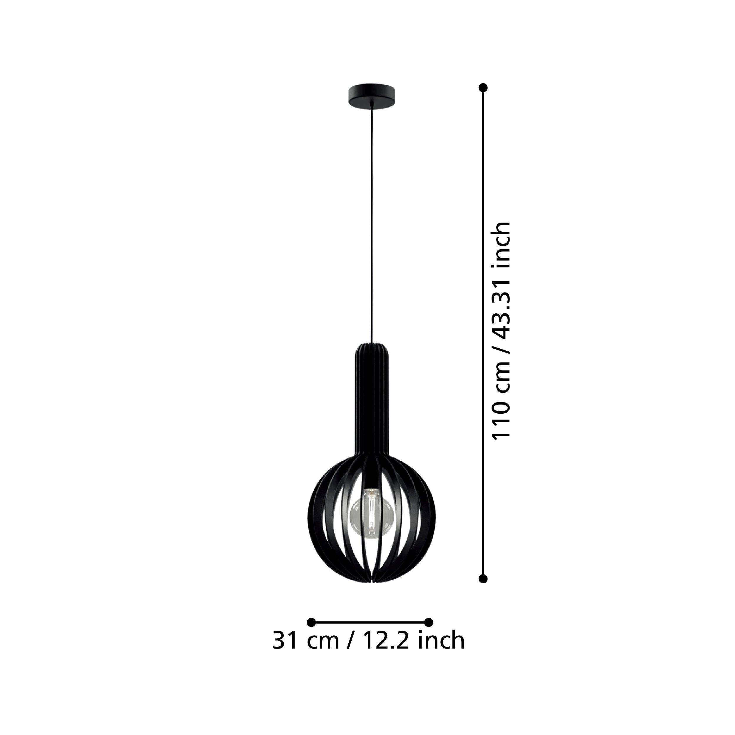 eglo velasco spherical black wood segment pendant living room close up