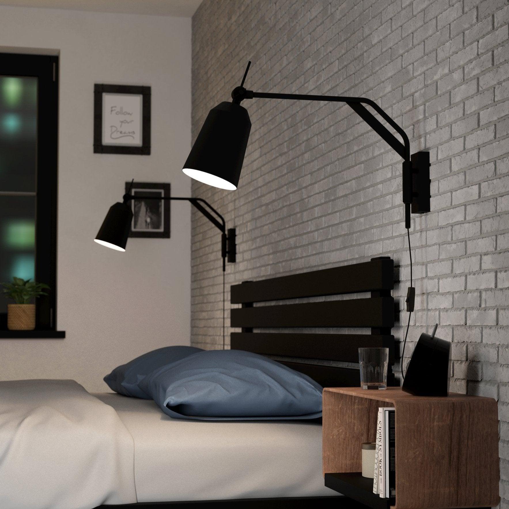 eglo loreto black metal wall light
