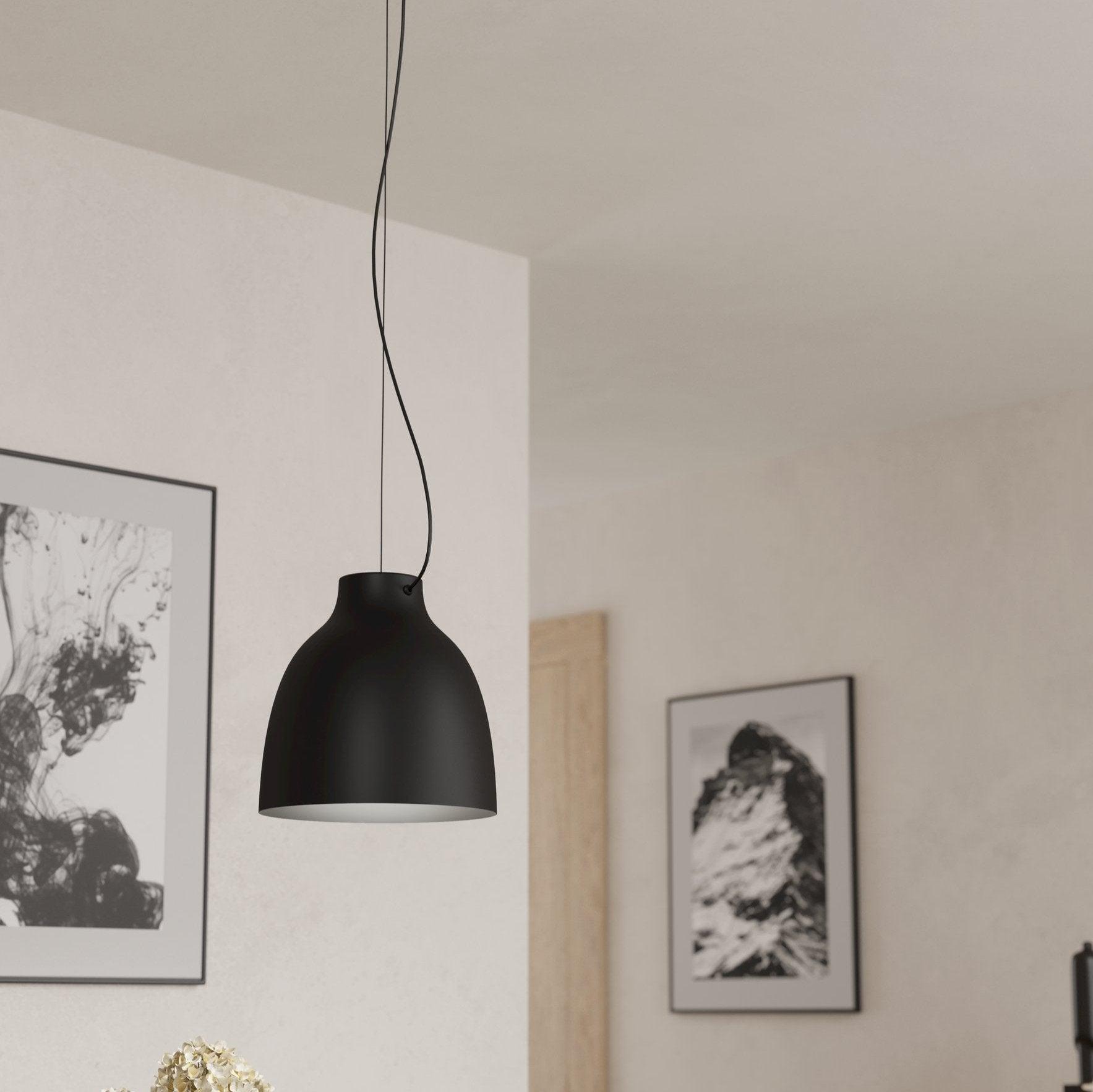 eglo camasca bell shaped black metal ceiling pendant