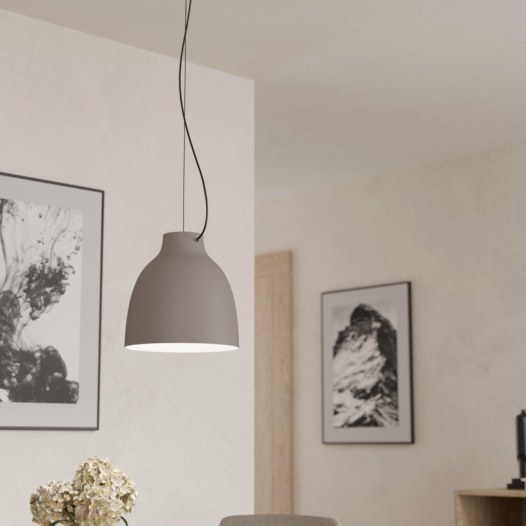 eglo camasca bell shaped taupe metal ceiling pendant