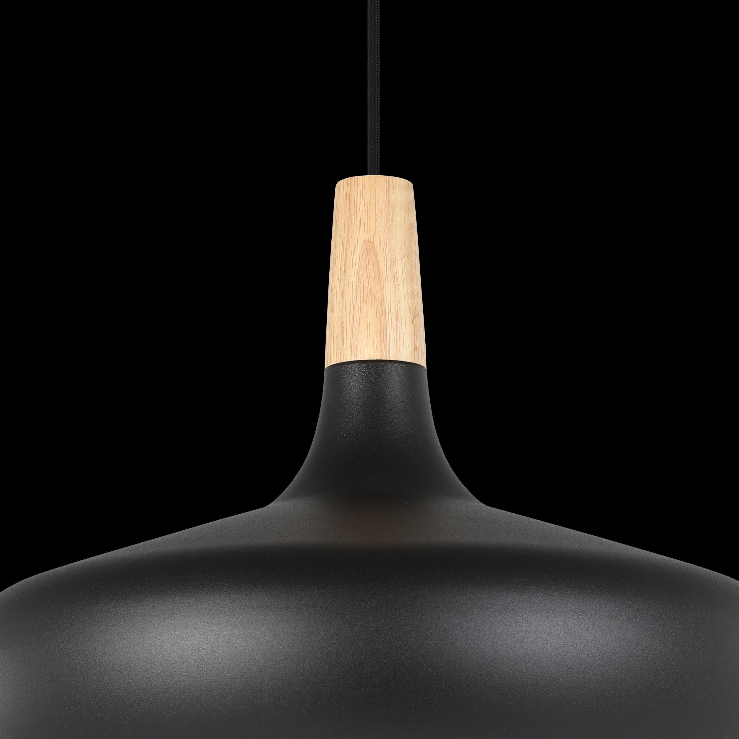 eglo sabinar black metal wood lampshade pendant 40cm kitchen lighting