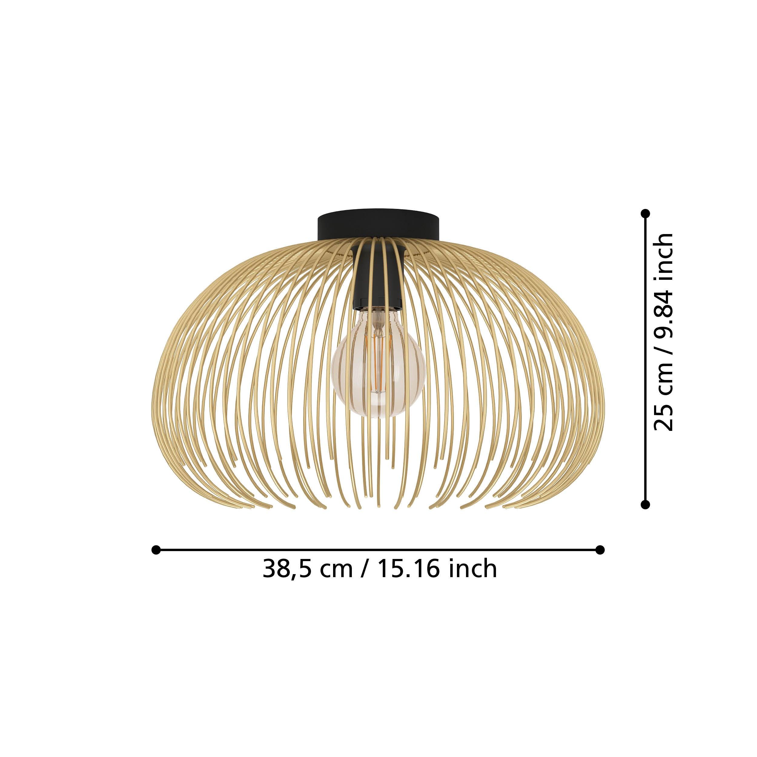 eglo venezuela black gold flush ceiling light living room close up