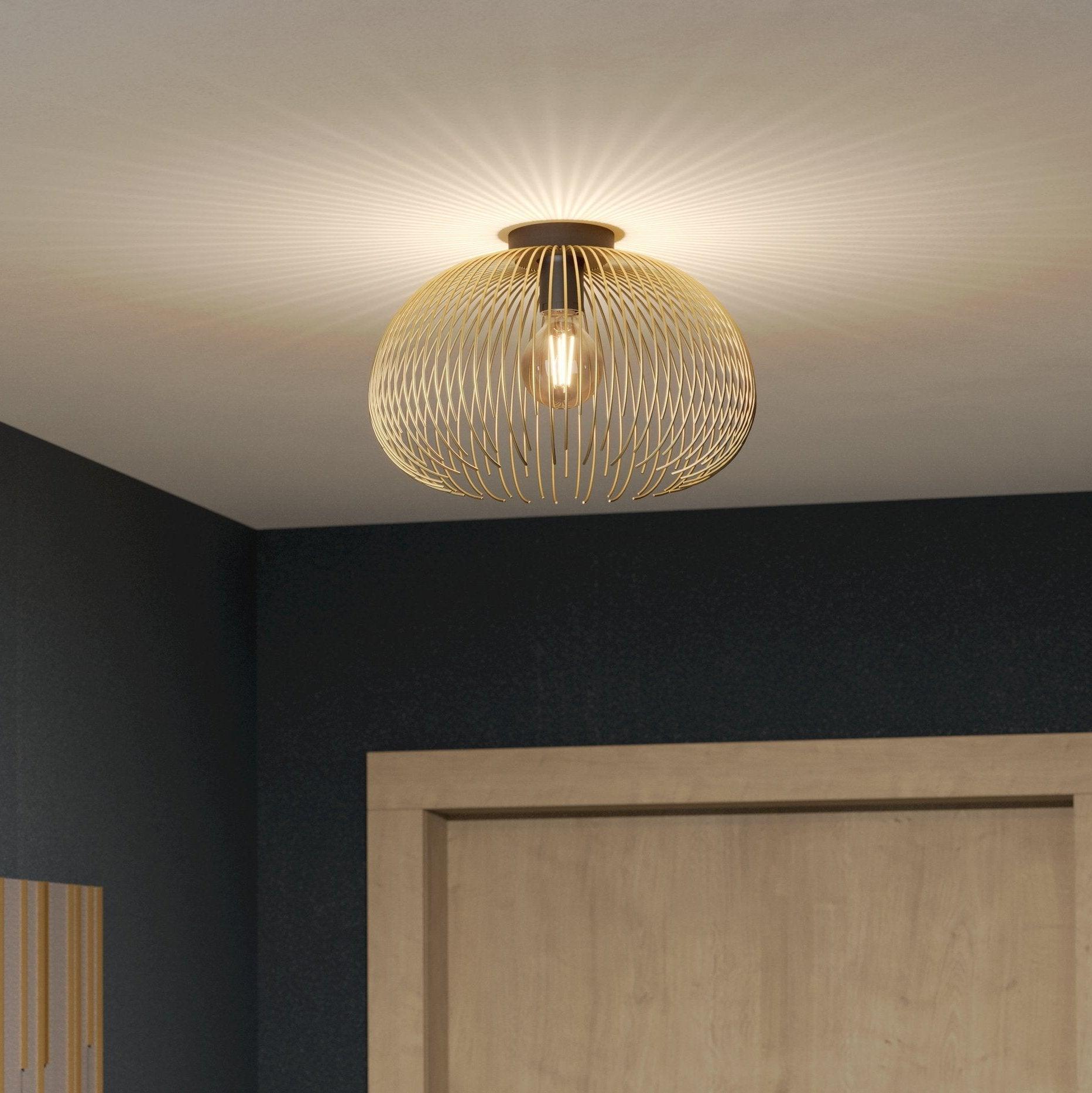 eglo venezuela black gold flush ceiling light