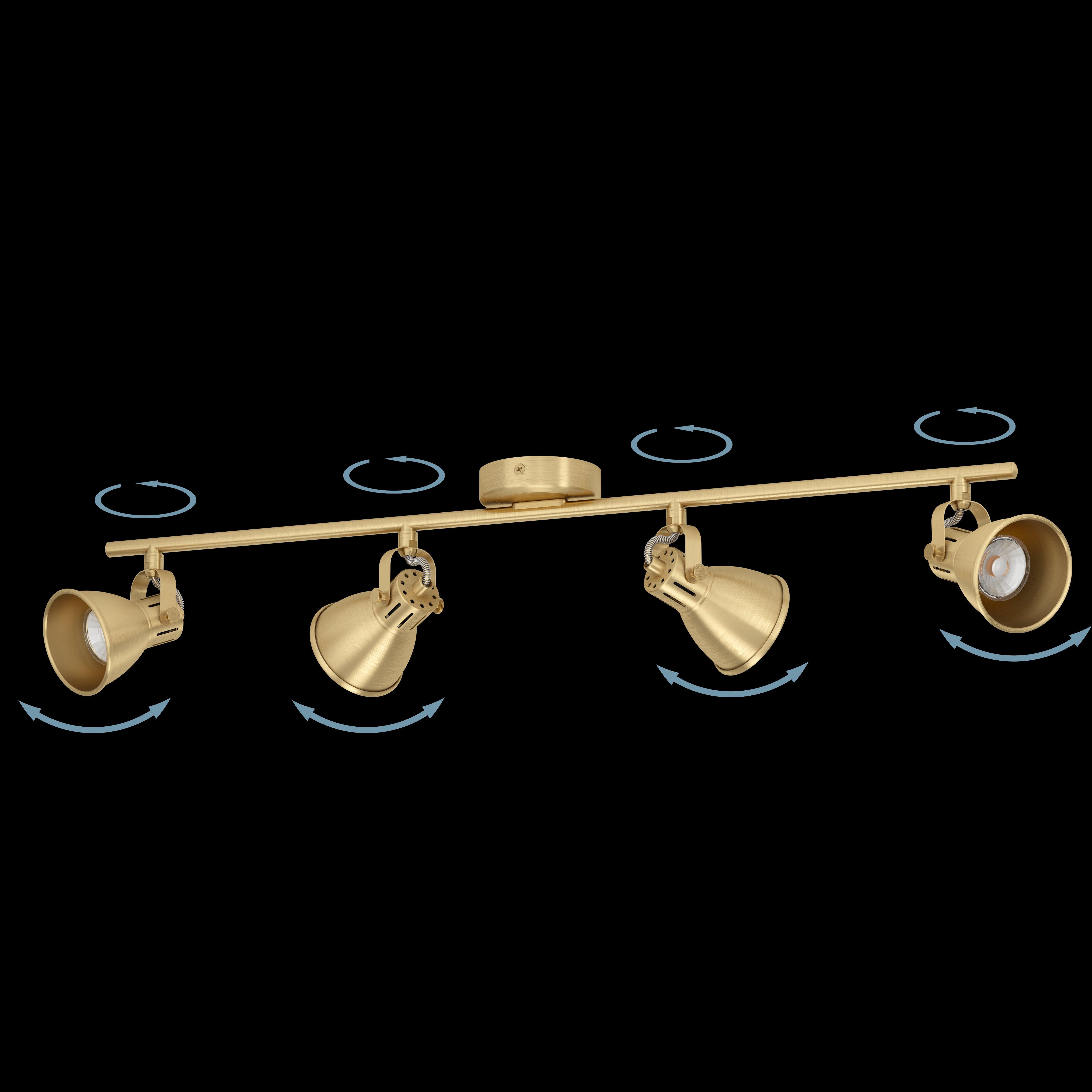 eglo seras brass 4 light bar spotlight living room close up