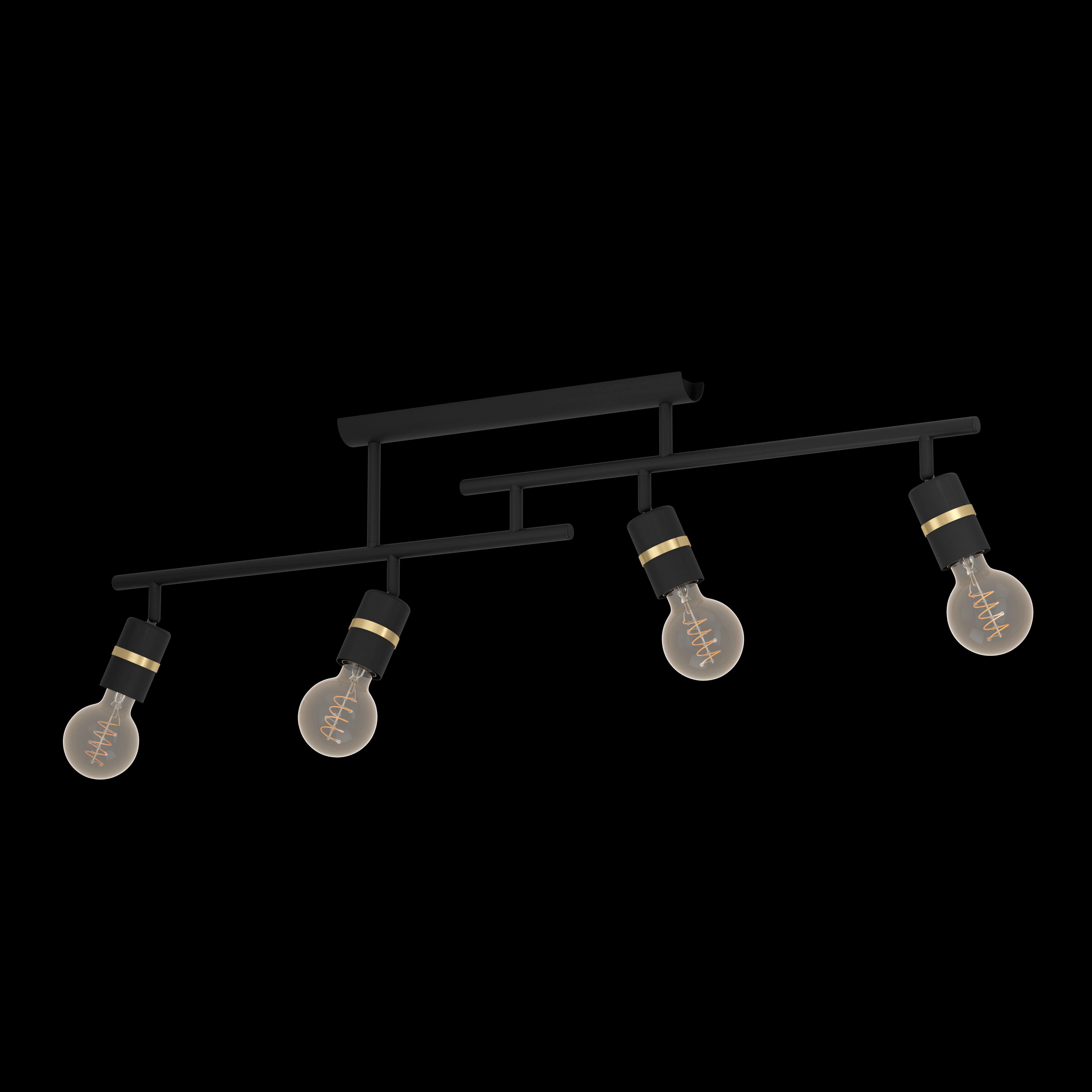 eglo lurone black brass 4 light bar semi flush living room image