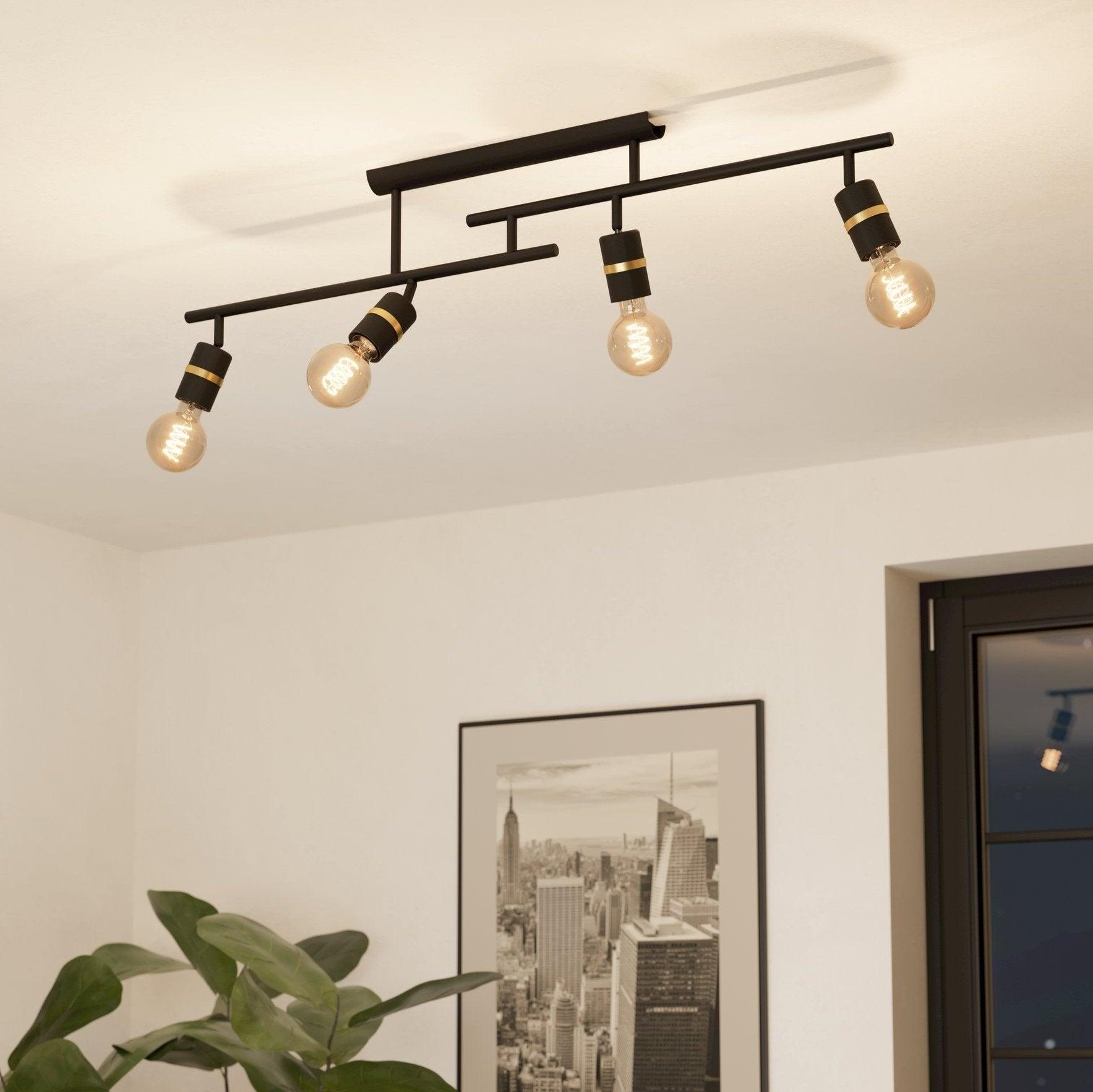 eglo lurone black brass 4 light bar semi flush