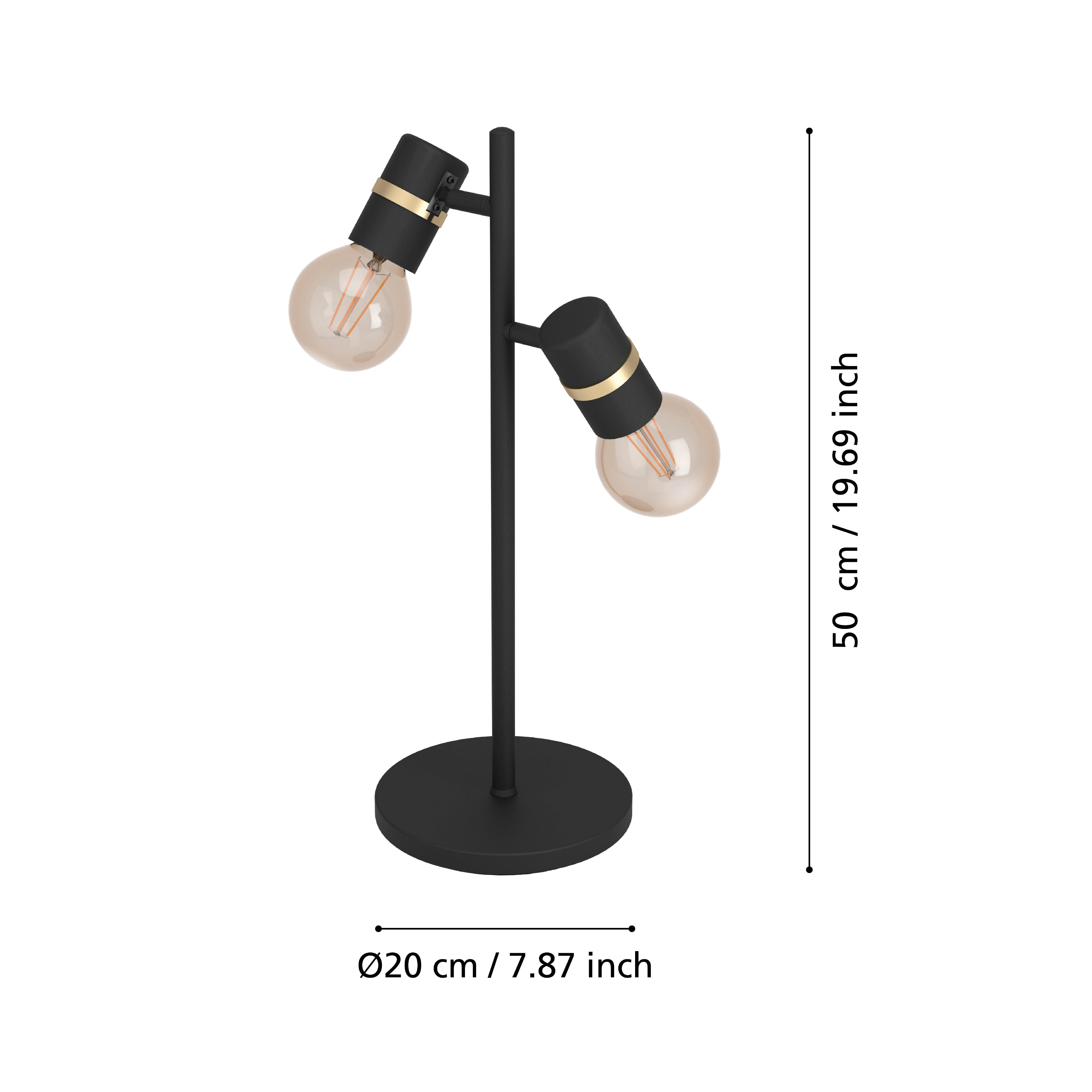 eglo lurone 2 light black brass table lamp living room close up