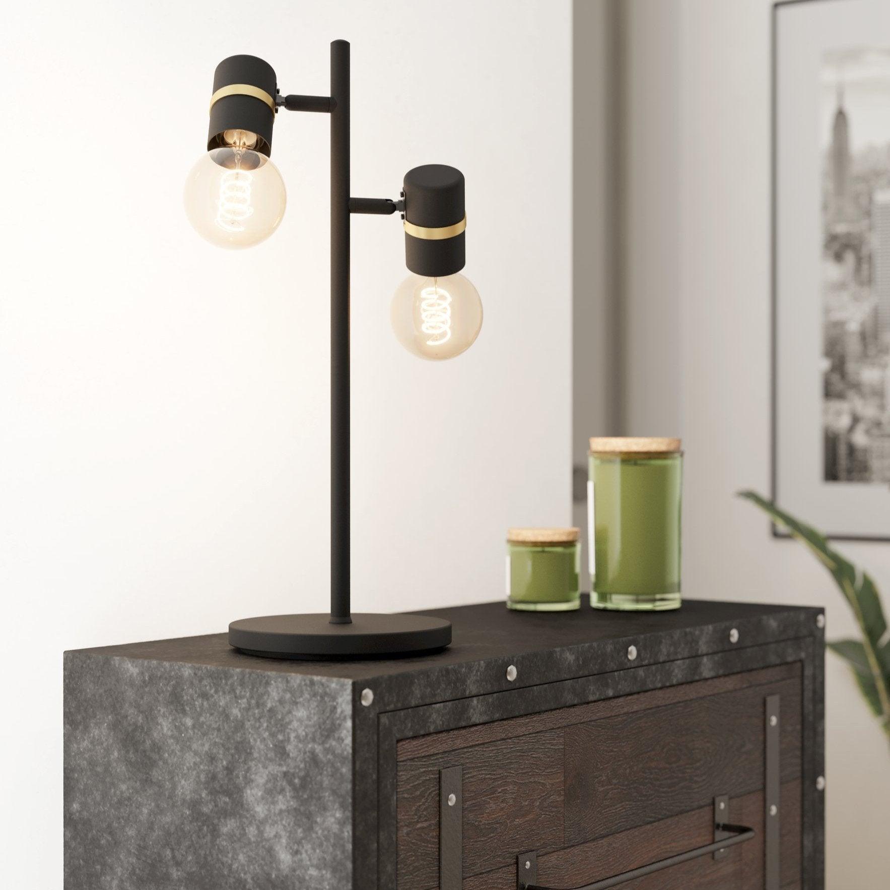 eglo lurone 2 light black brass table lamp