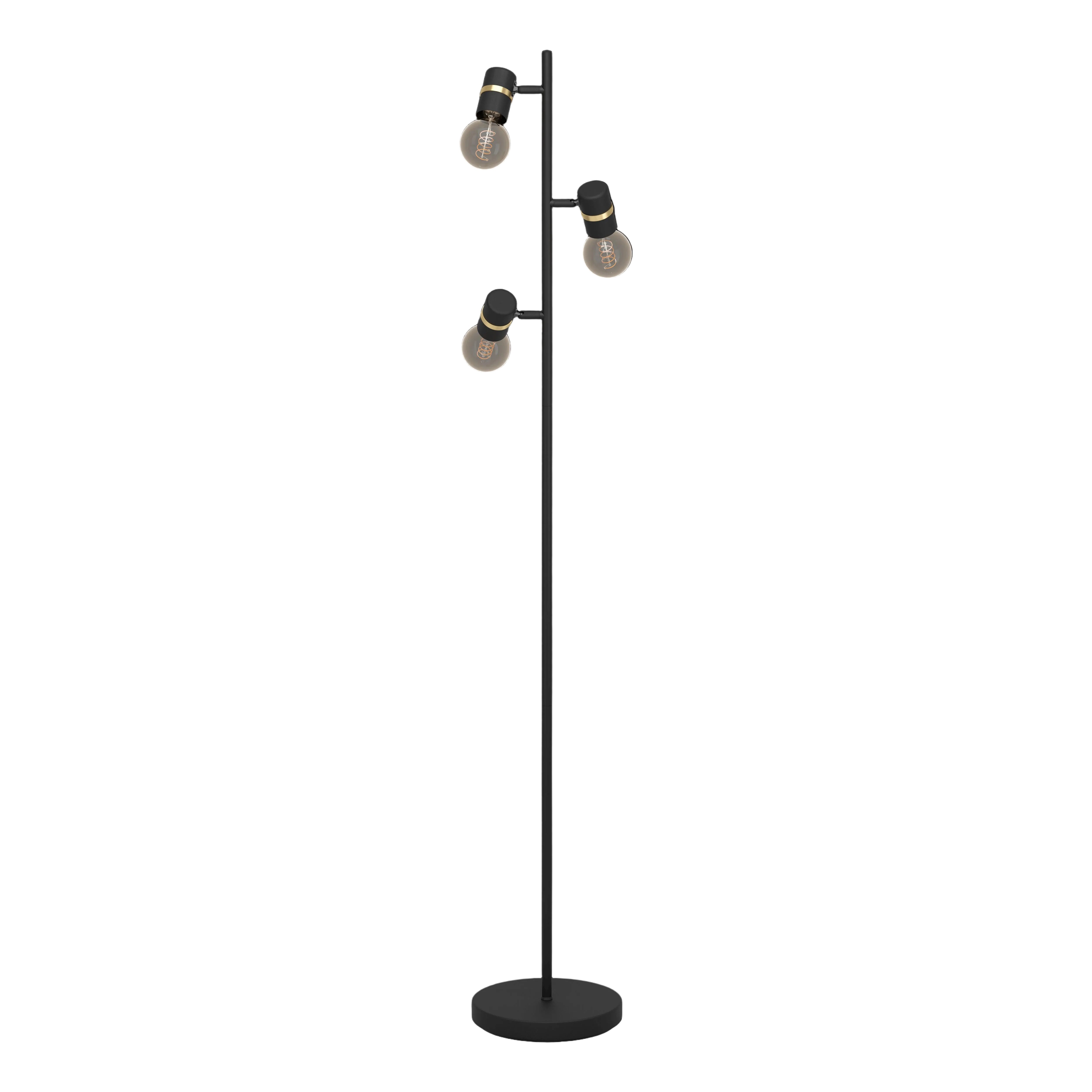 eglo lurone black brass 3 light adjustable floor lamp living room image