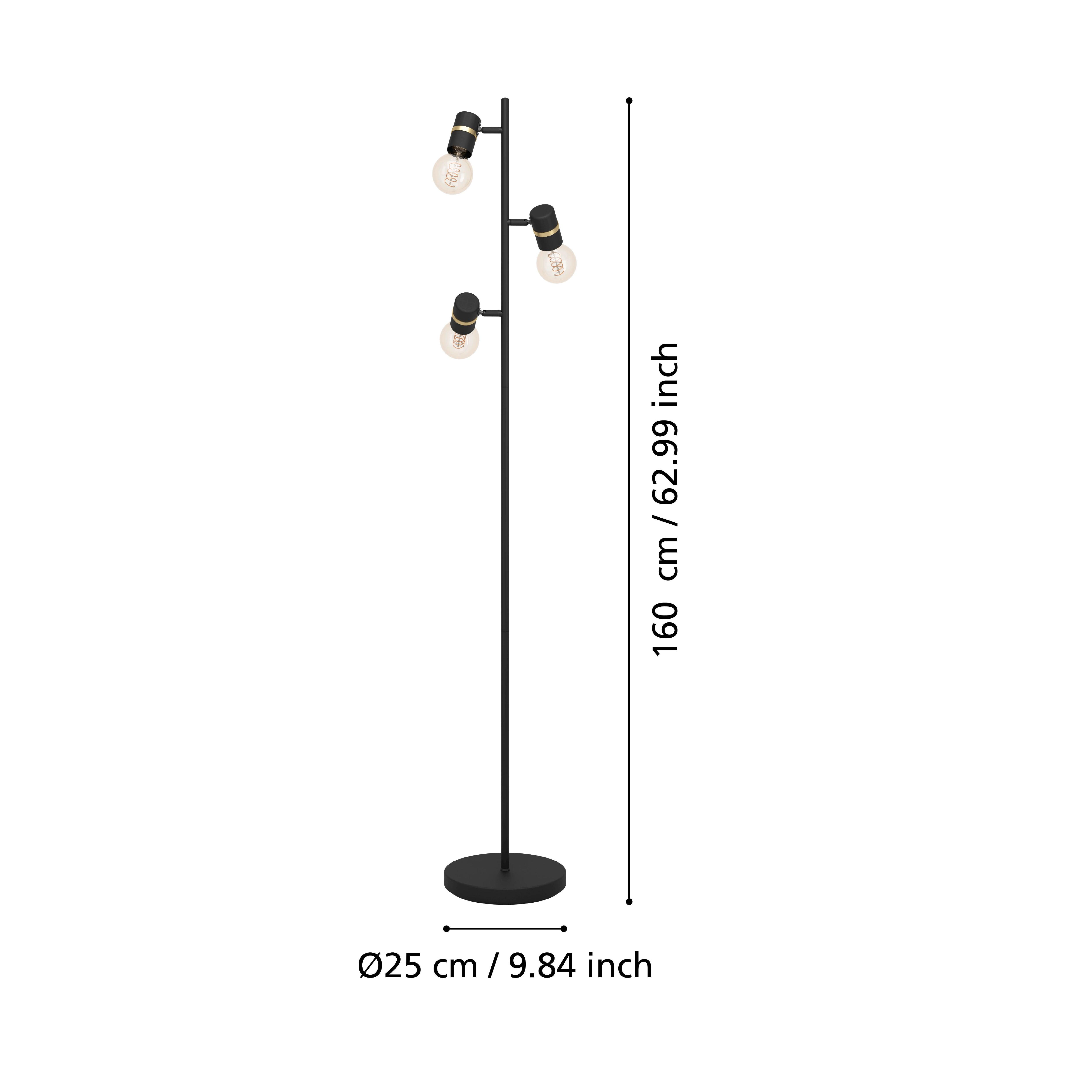 eglo lurone black brass 3 light adjustable floor lamp kitchen lighting