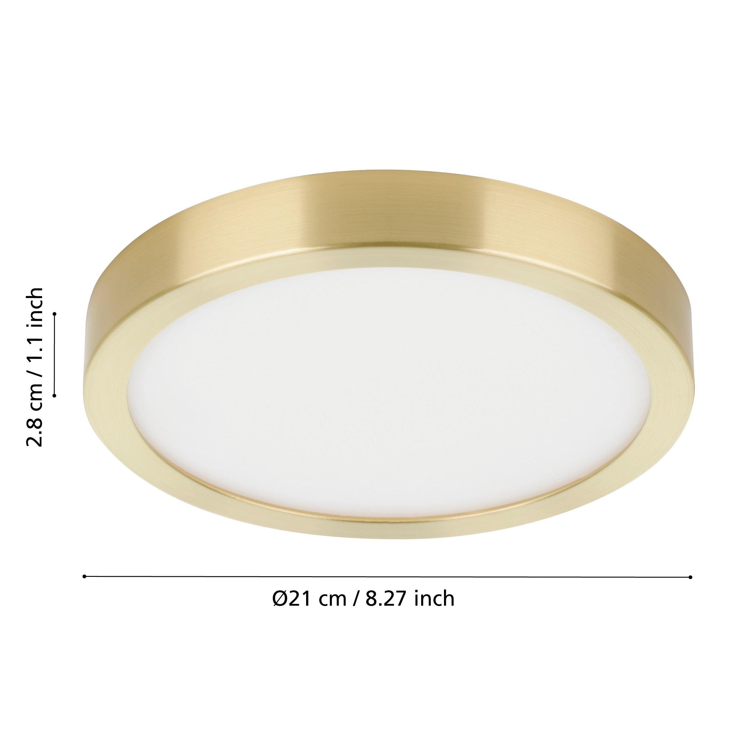 eglo fueva 5 brass led round flush ceiling light 21cm living room close up