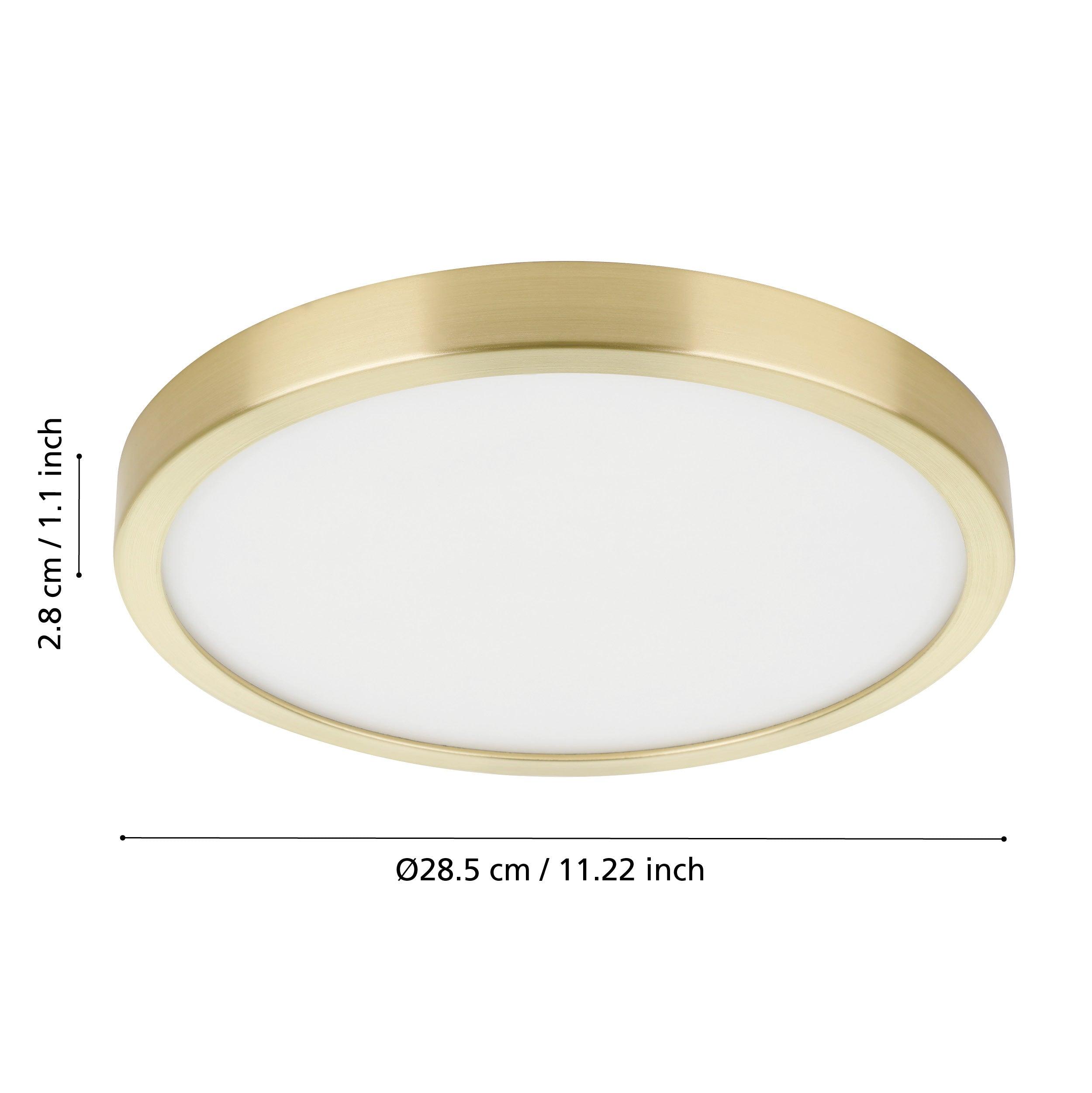eglo fueva 5 brass led round flush ceiling light 28 5cm living room close up