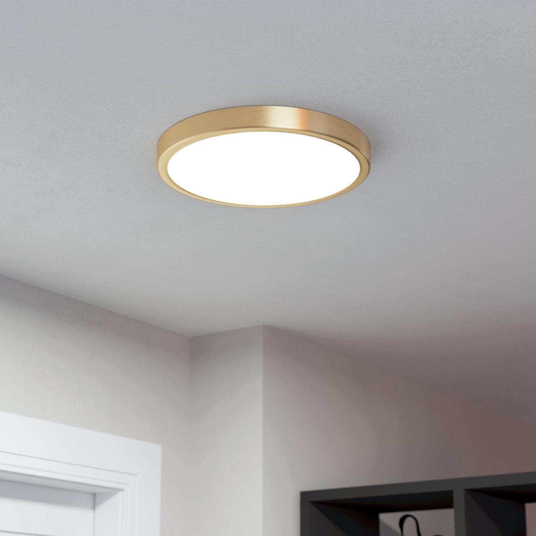 eglo fueva 5 brass led round flush ceiling light 28 5cm