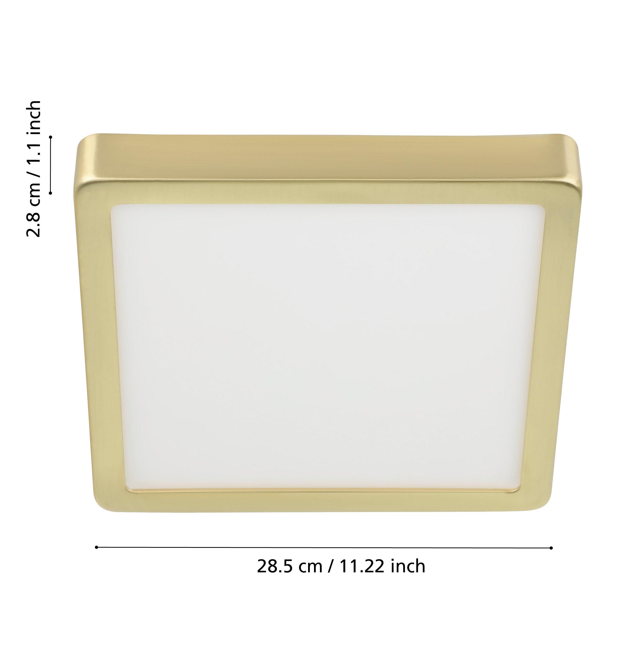 Eglo Fueva 5 Brass LED Square Flush Ceiling Light - 28.5cm-WAREHOUSE-40-200326