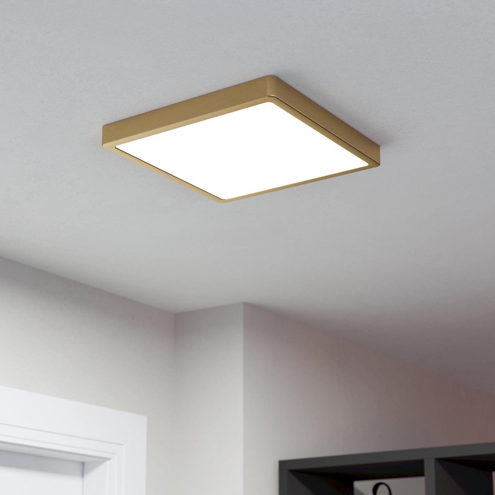 eglo fueva 5 brass led square flush ceiling light 28 5cm