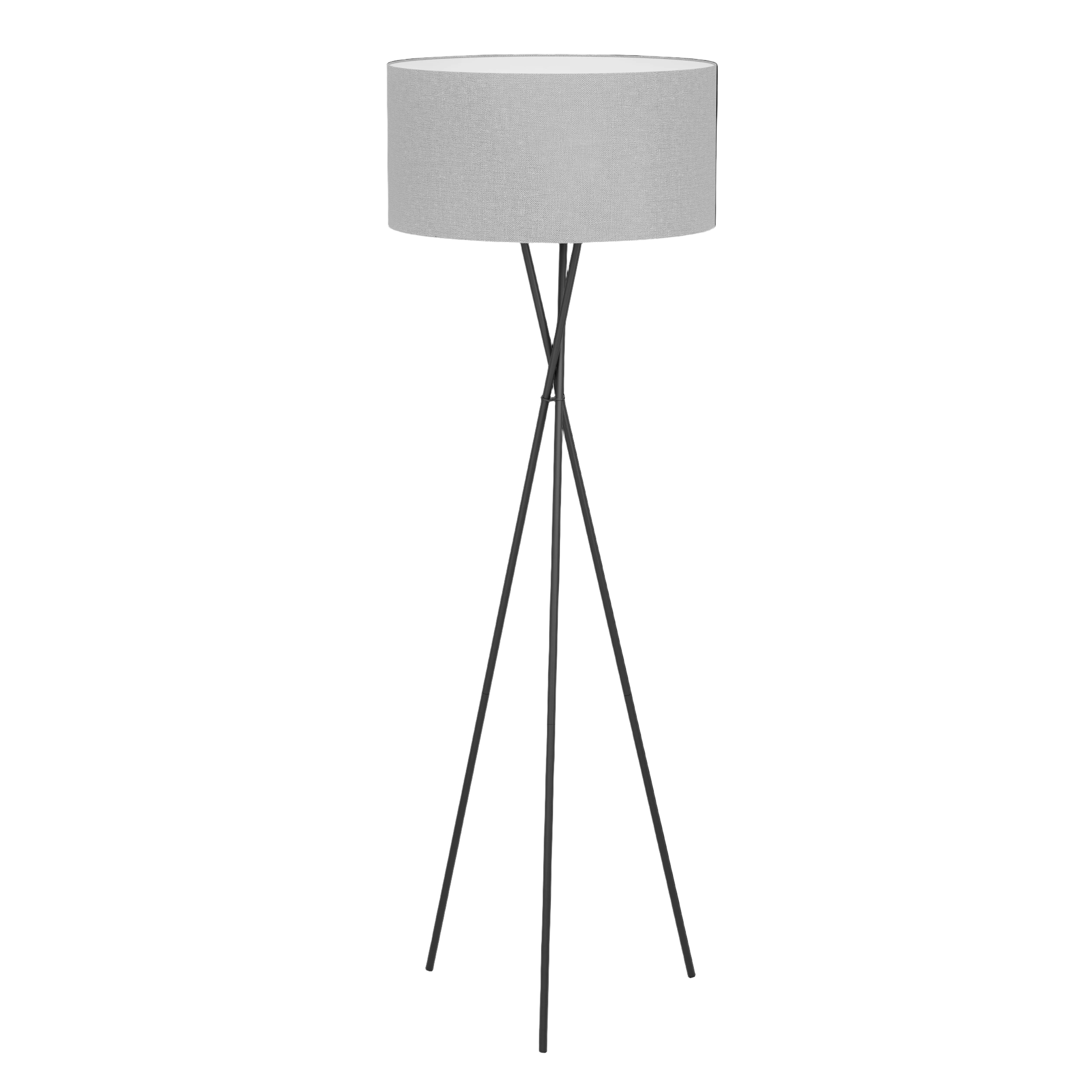 eglo fondachelli black tripod floor lamp grey linen shade living room image