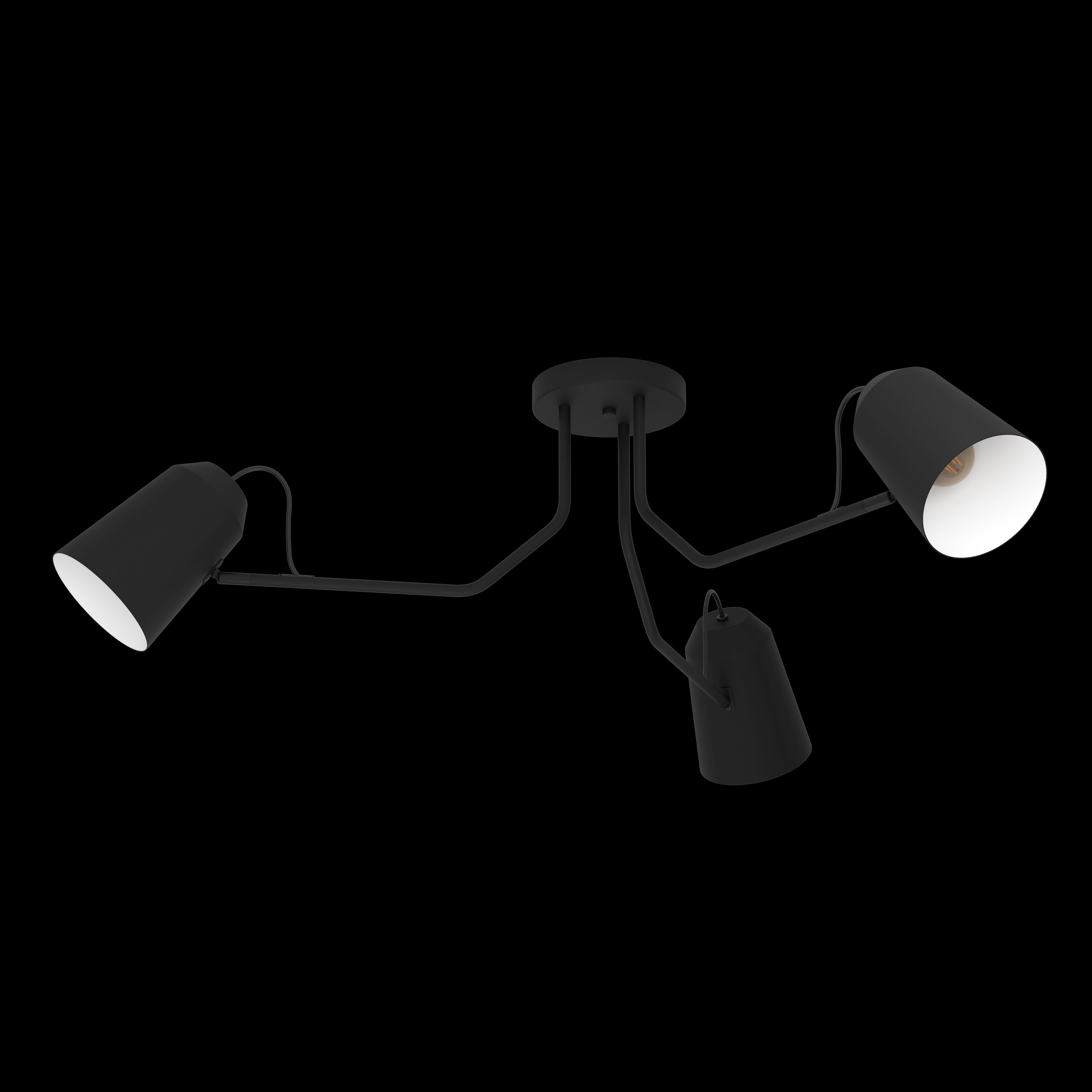 eglo loreto black metal 3 arm adjustable ceiling flush living room image