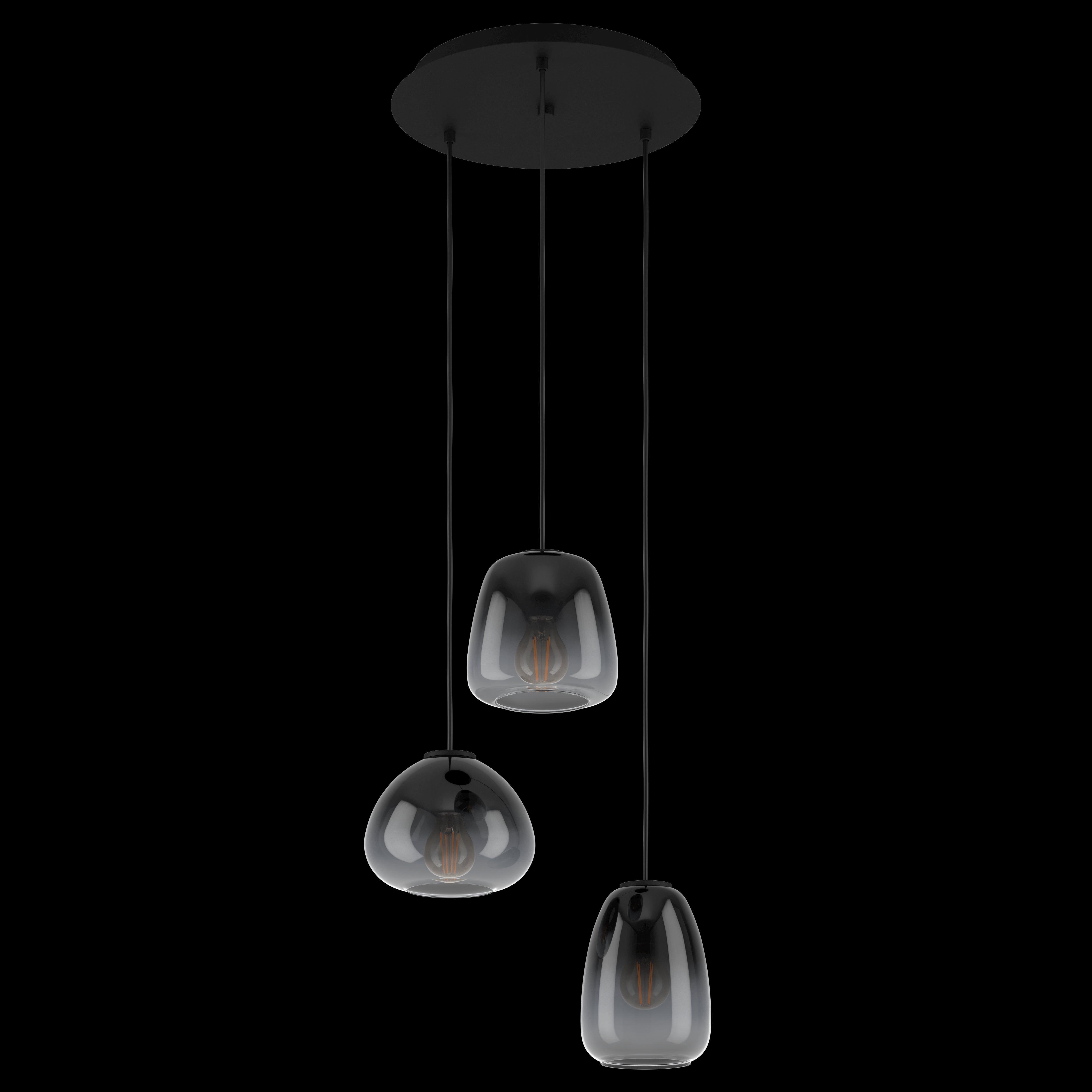 eglo aguilares 3 light black clear glass lampshade pendant living room image