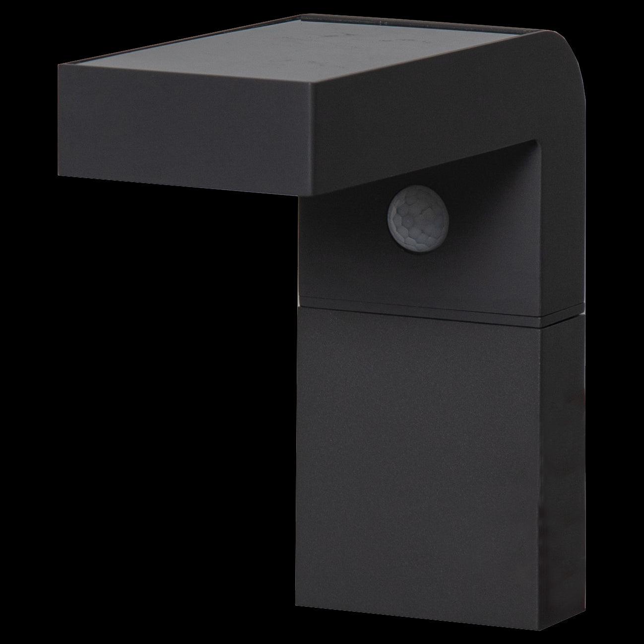 eglo baracconi black solar wall light ip44 living room close up