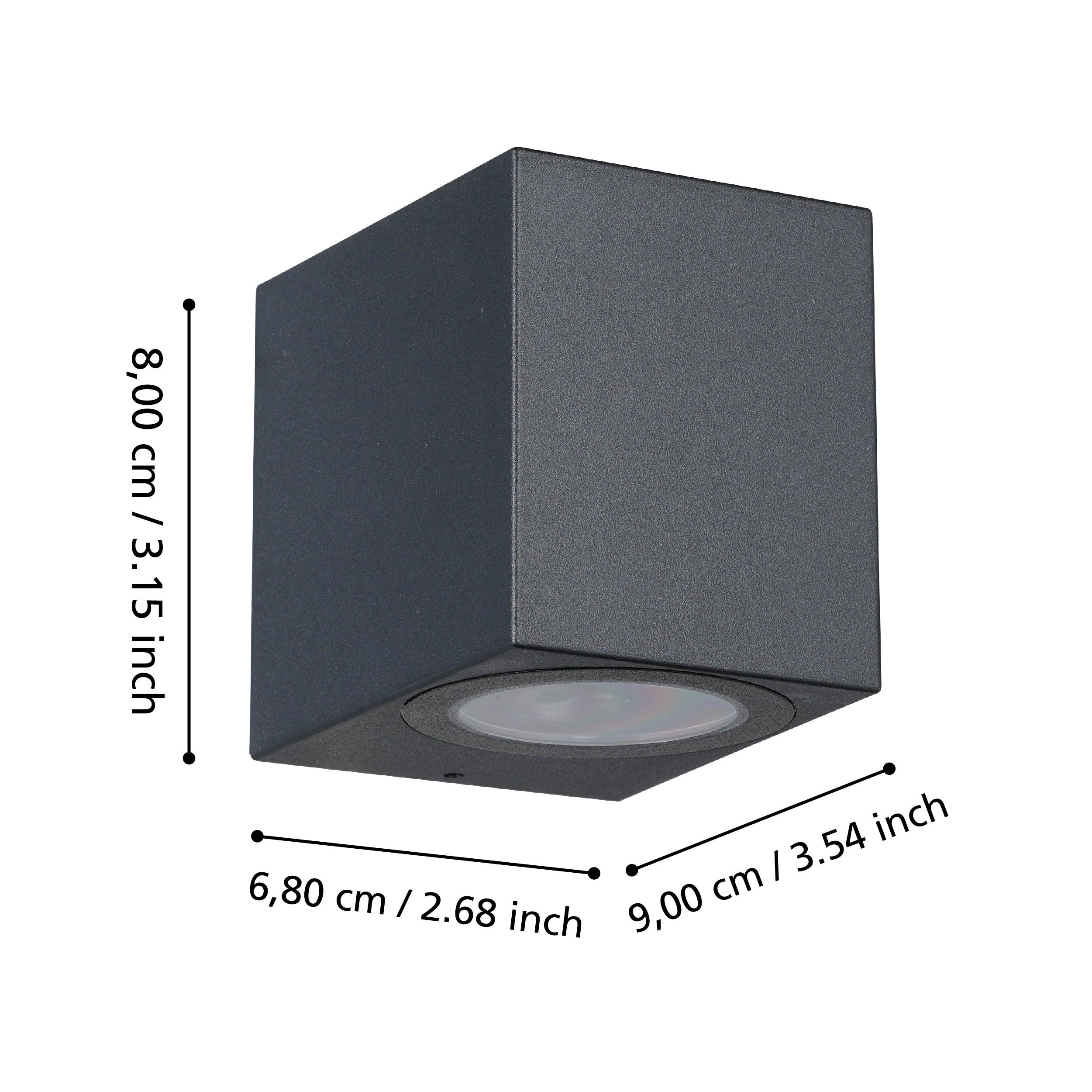 eglo jabaga ip44 black wall light living room close up