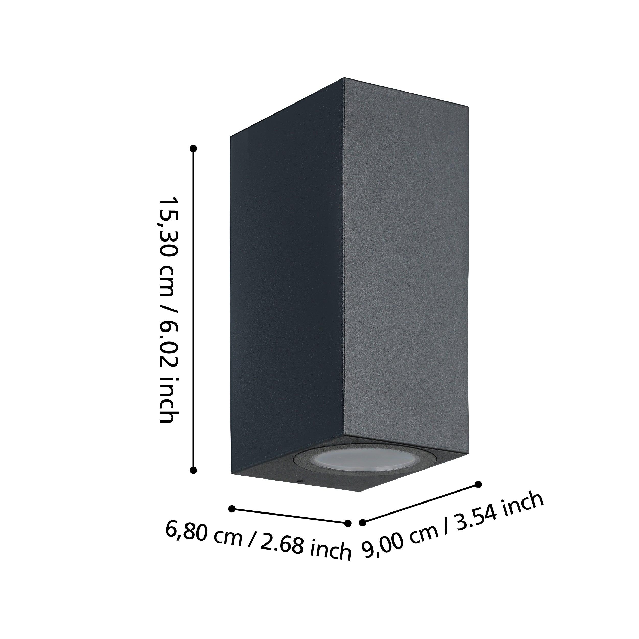 eglo jabaga black outdoor wall light ip44 living room close up