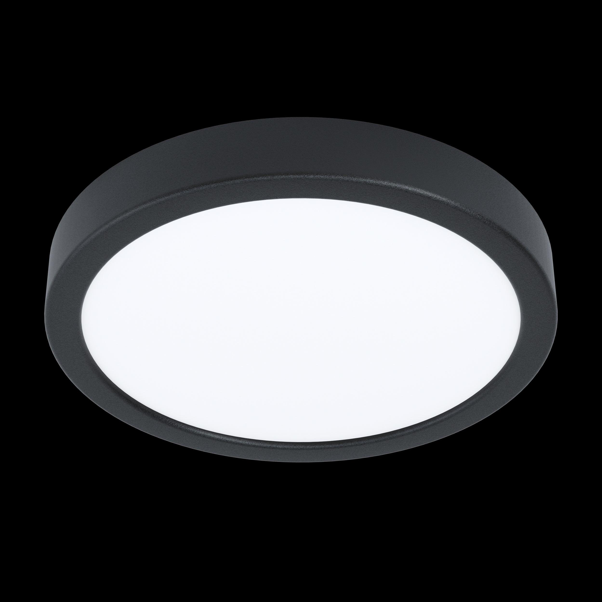 eglo argolis 2 led black round flush outdoor ceiling light living room close up