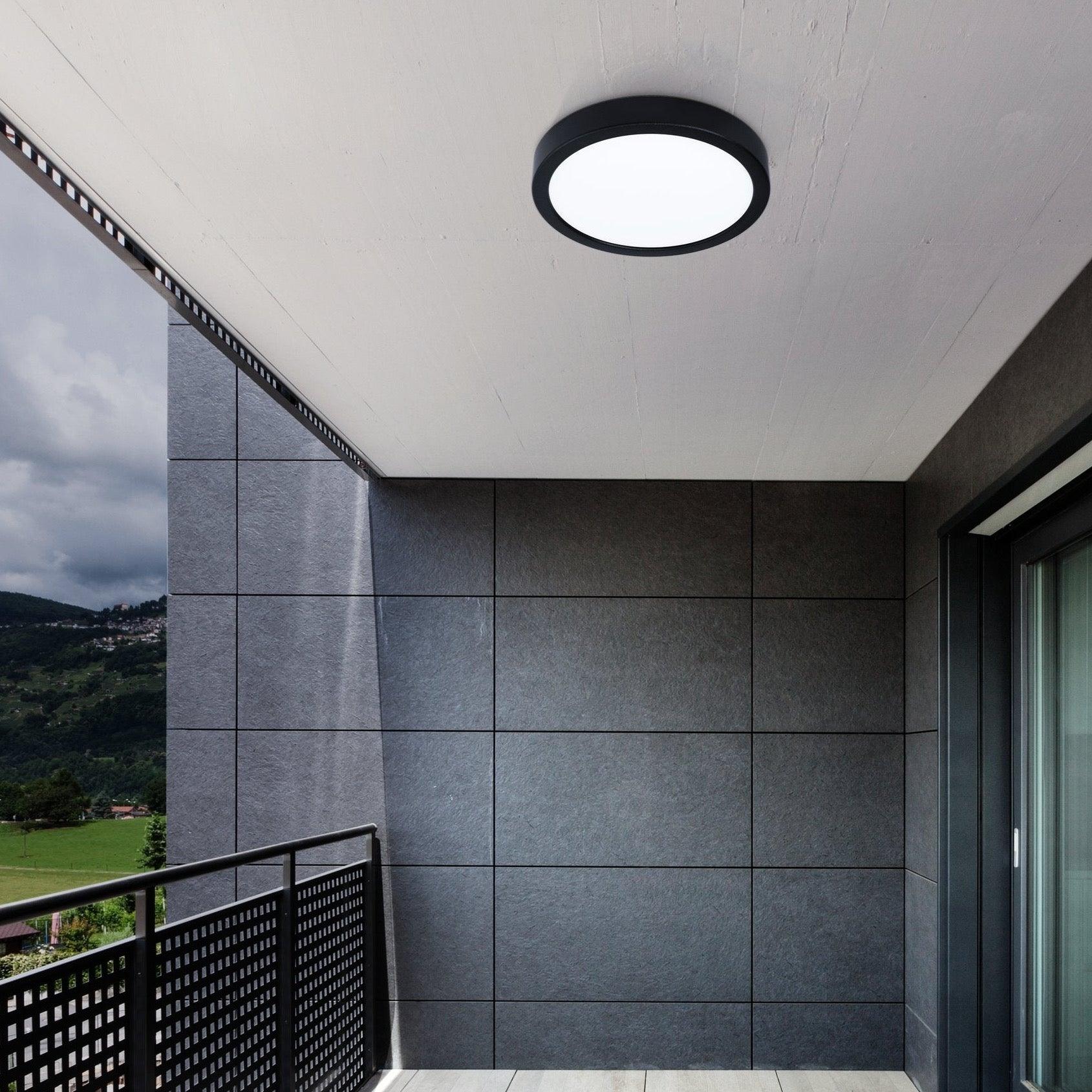 eglo argolis 2 led black round flush outdoor ceiling light living room image