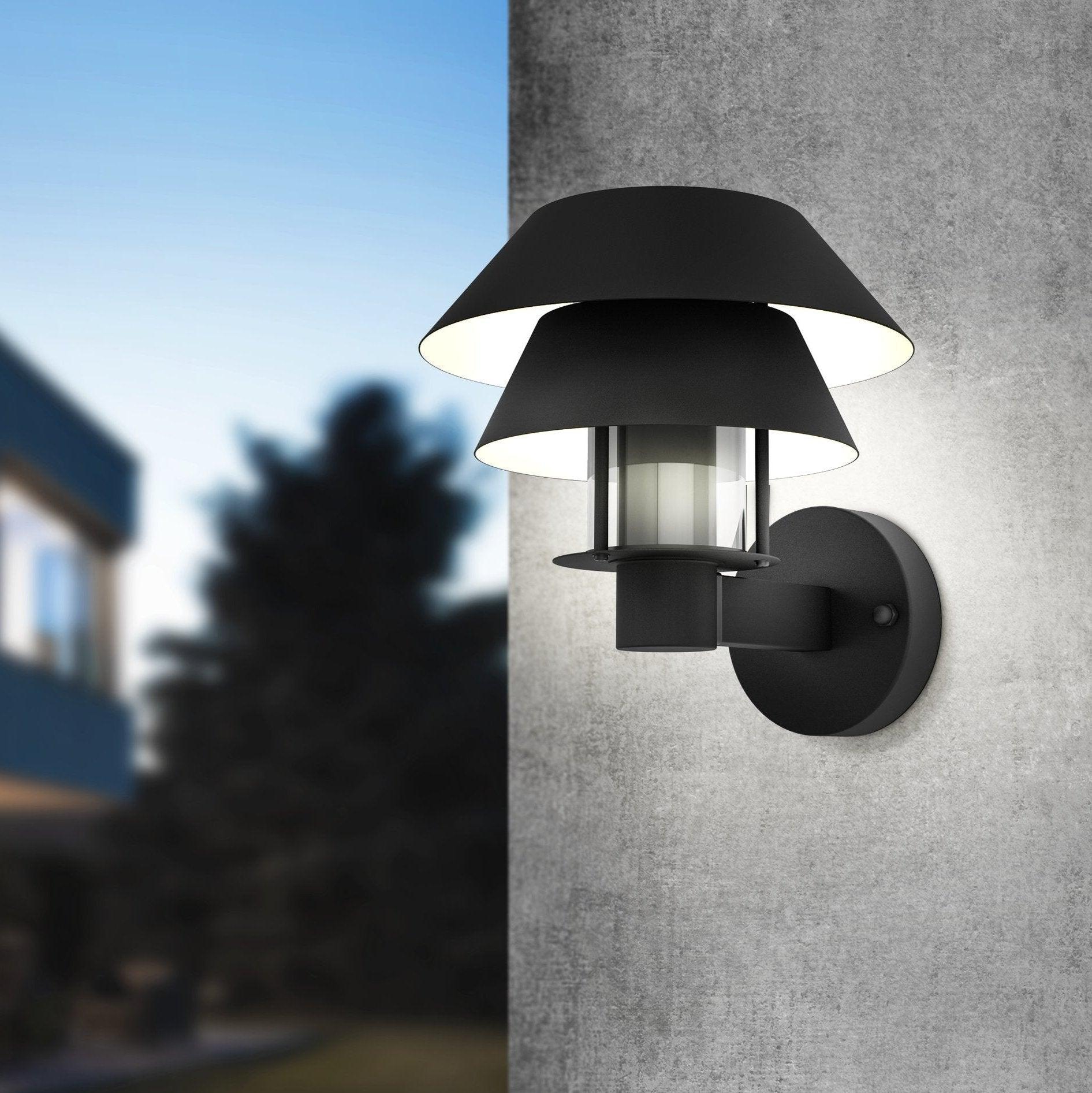 eglo chiappera black outdoor wall light ip44