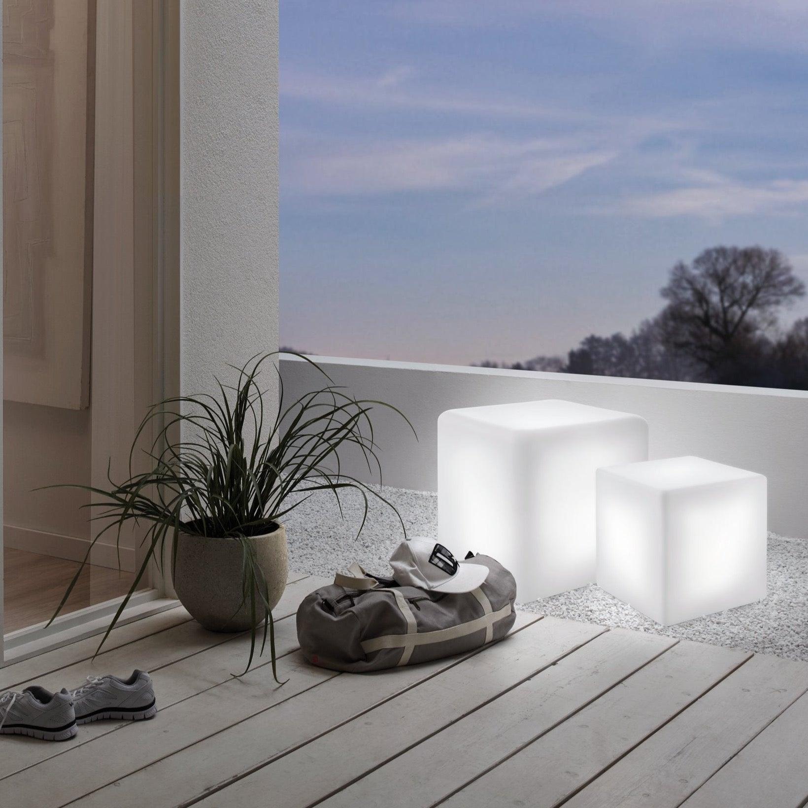 eglo bottona ip44 outdoor white cube floor light 30cm