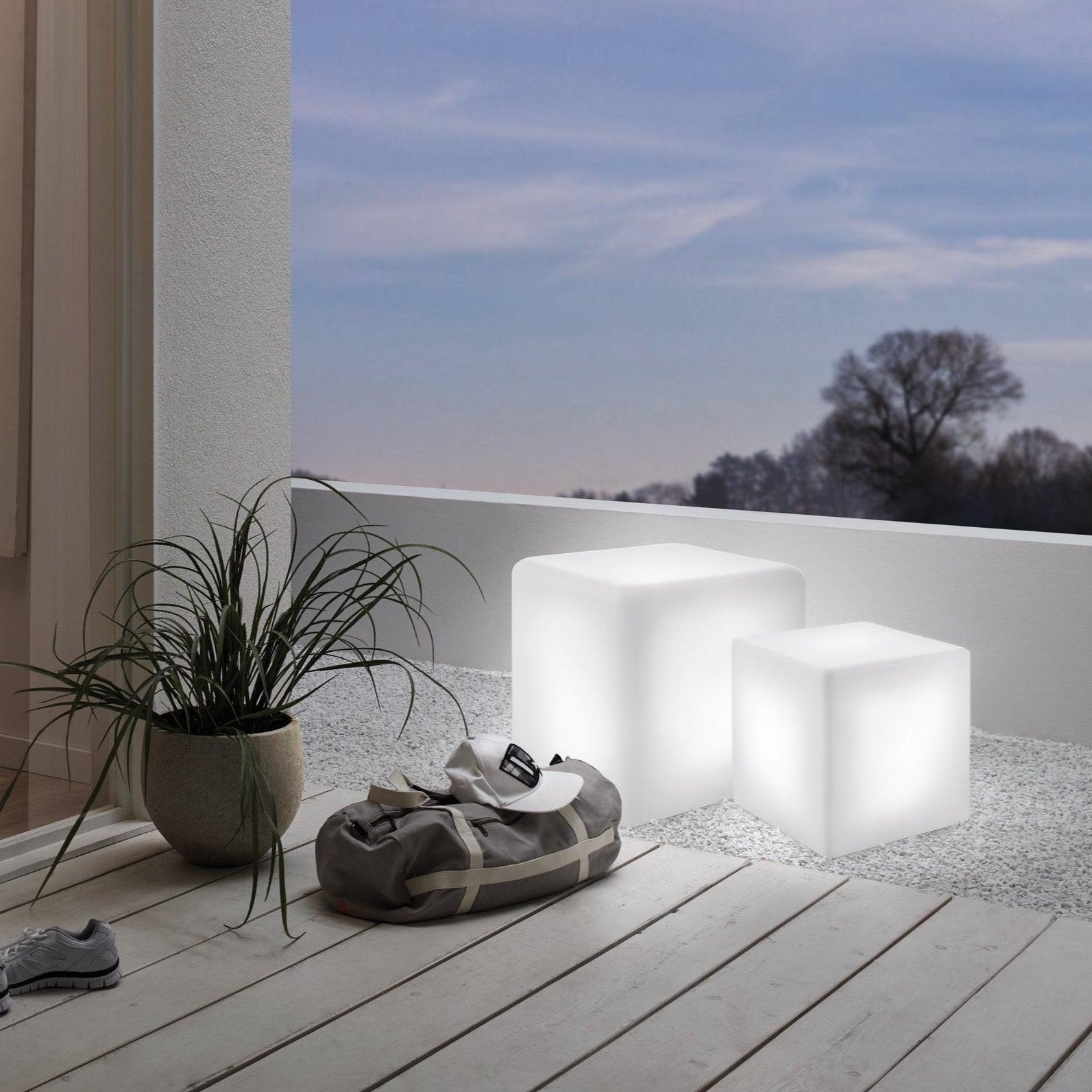 eglo bottona ip44 outdoor white cube floor light 40cm