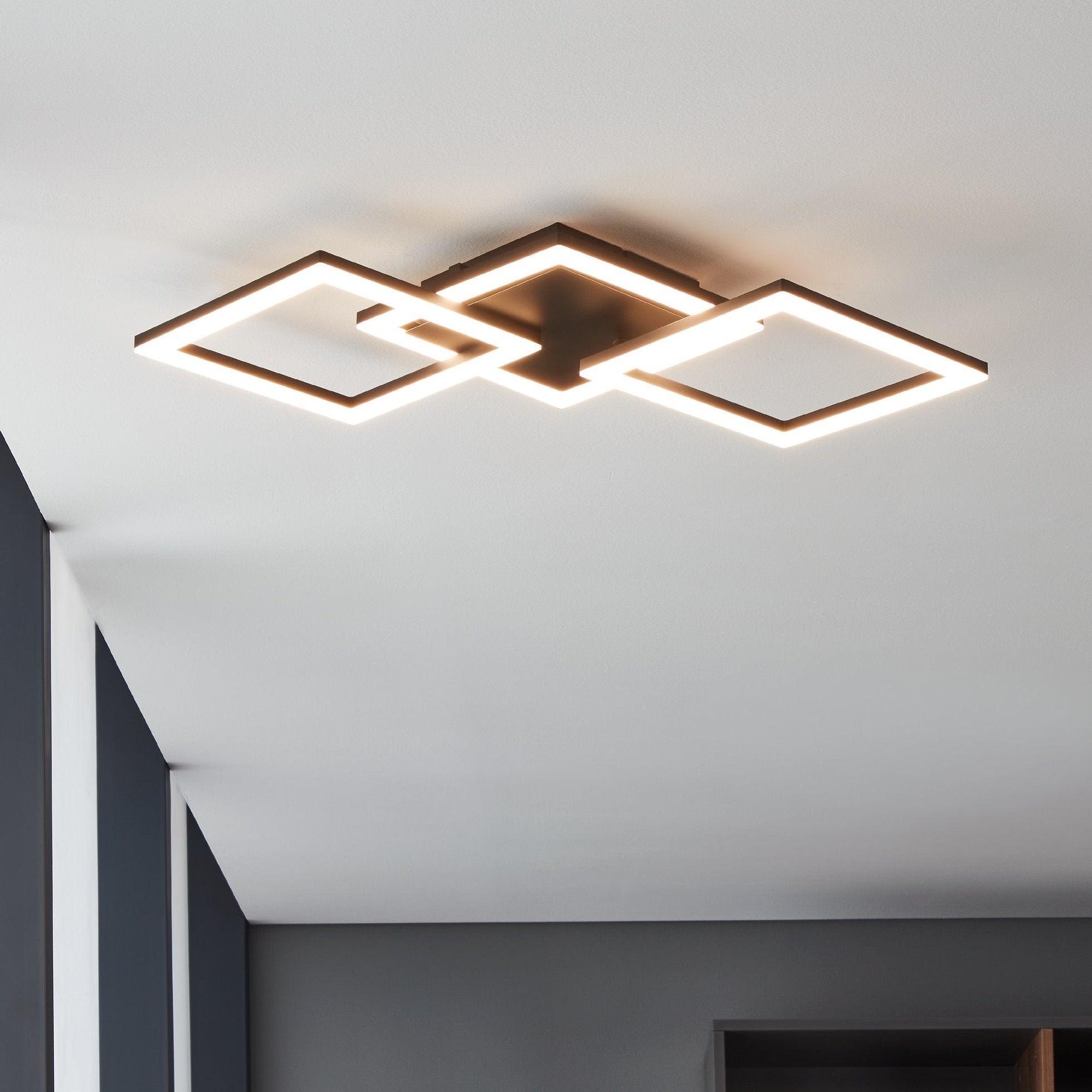 eglo connect paranday z smart led black white flush 3 square design