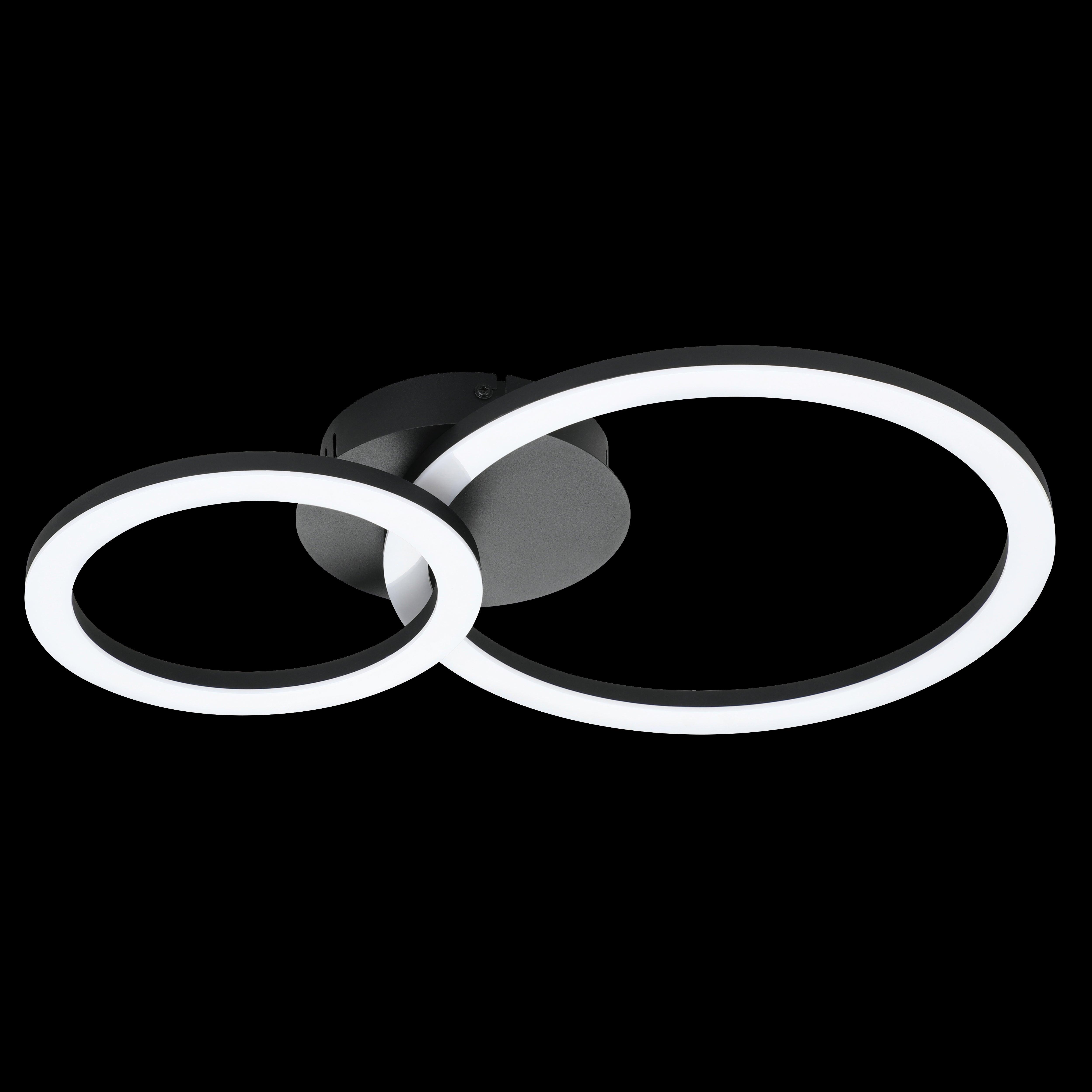 eglo connect parrapos z smart led black white flush 2 circle design living room close up