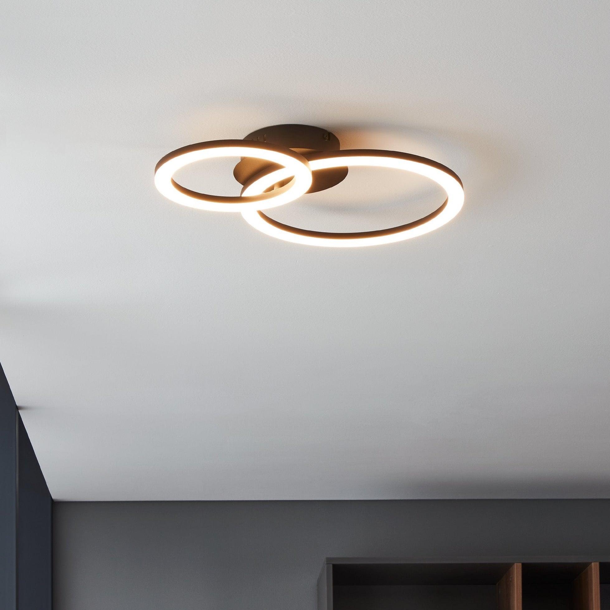eglo connect parrapos z smart led black white flush 2 circle design