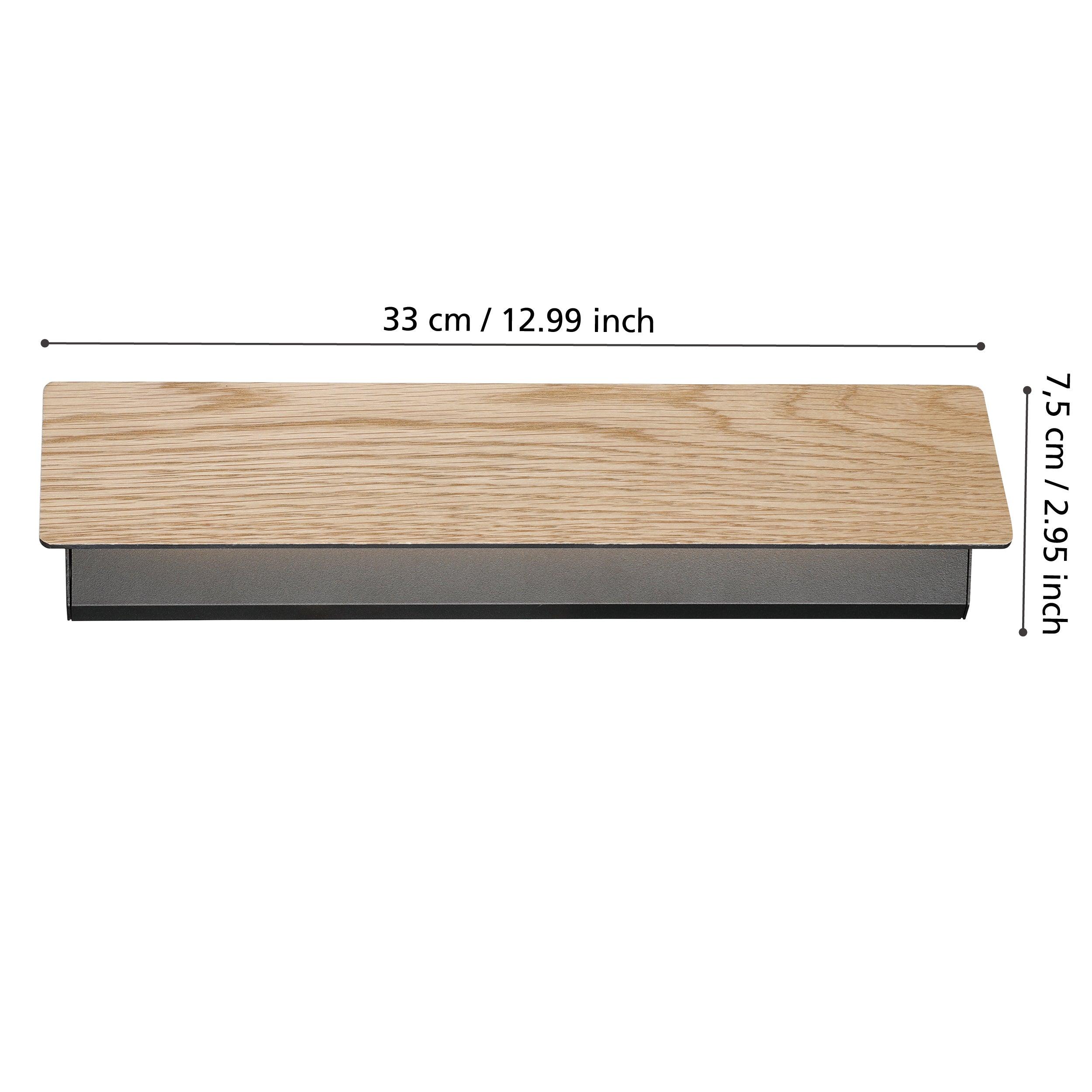 eglo zubialde black metal wooden led wall light Kitchen Lighting Close Up