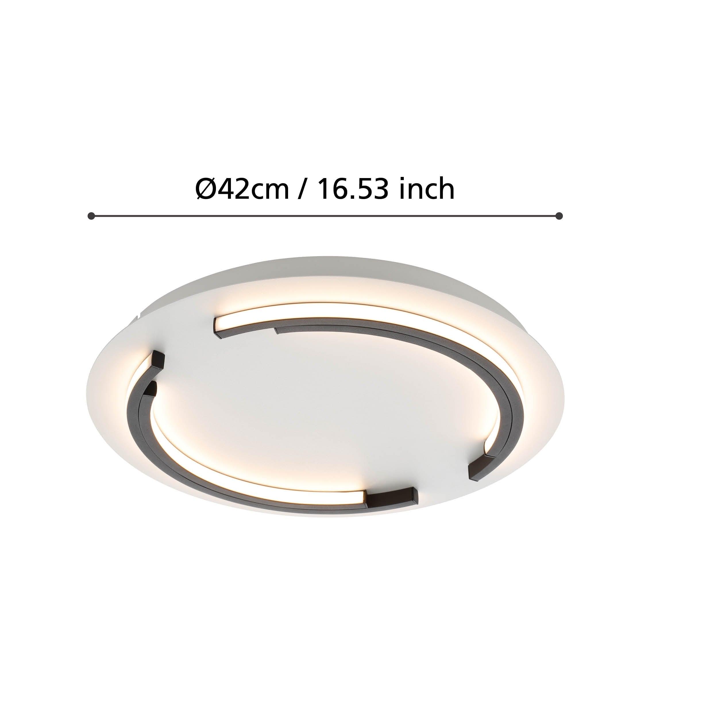eglo zampote led round black white ceiling flush living room close up