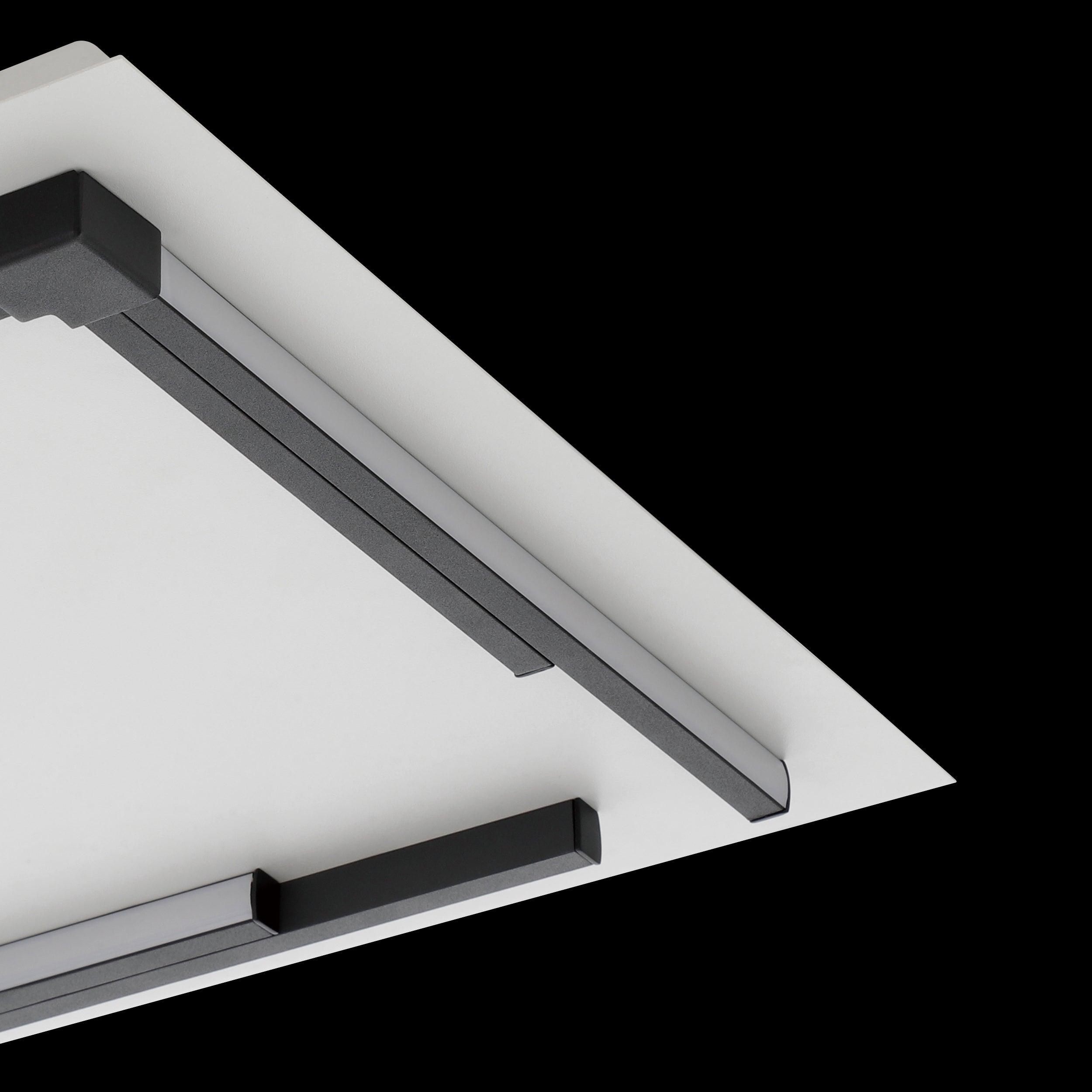 eglo zampote led square black white ceiling flush living room close up