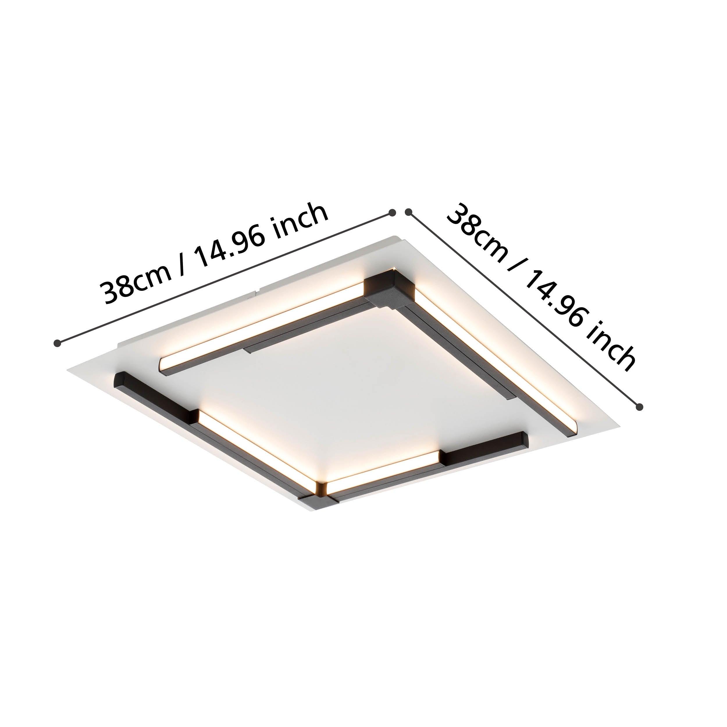 eglo zampote led square black white ceiling flush living room image