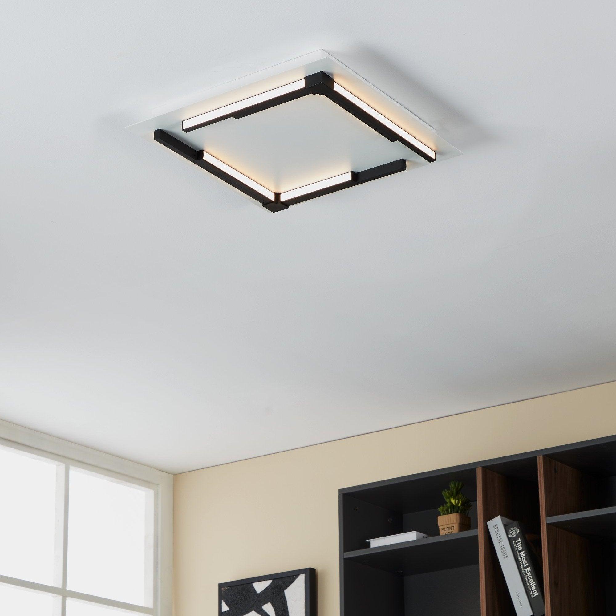 eglo zampote led square black white ceiling flush