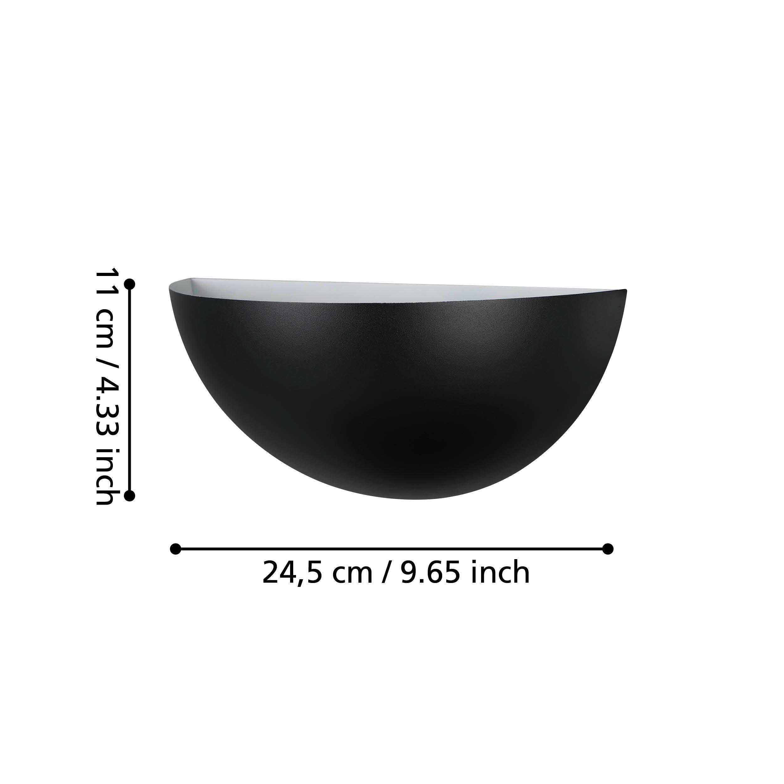 eglo tanura black metal wall light living room close up