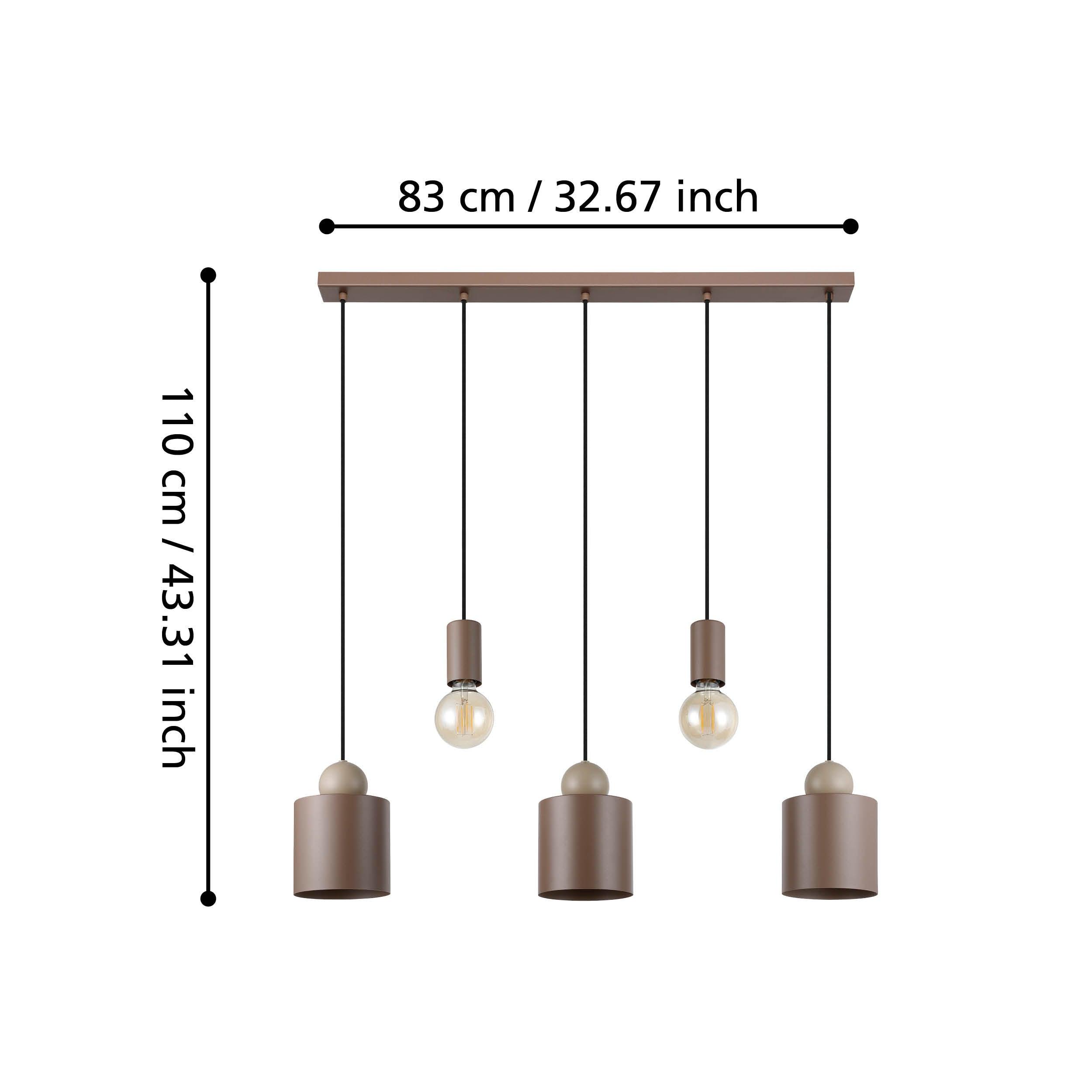eglo gazzola 5 light brown shaded bar ceiling pendant living room close up
