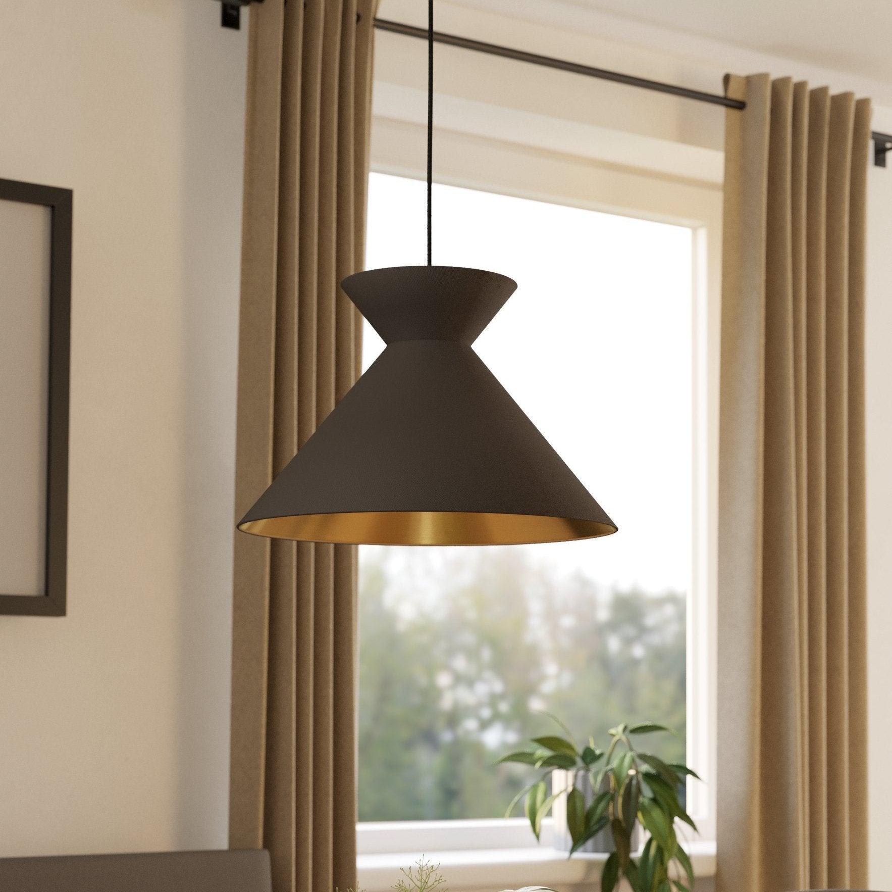 eglo nastasia brown gold fabric ceiling pendant
