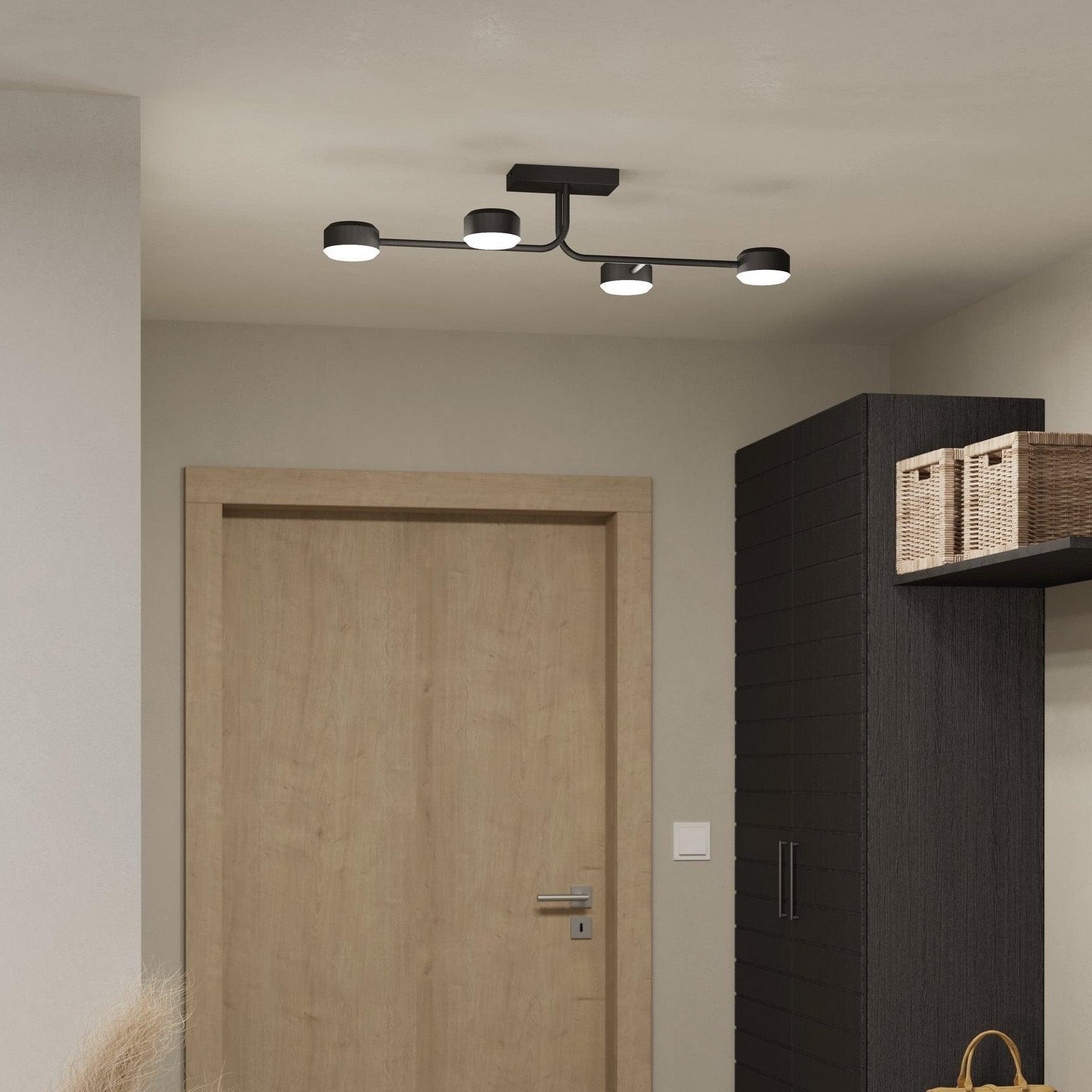 eglo clavellina led black white 4 arm flush