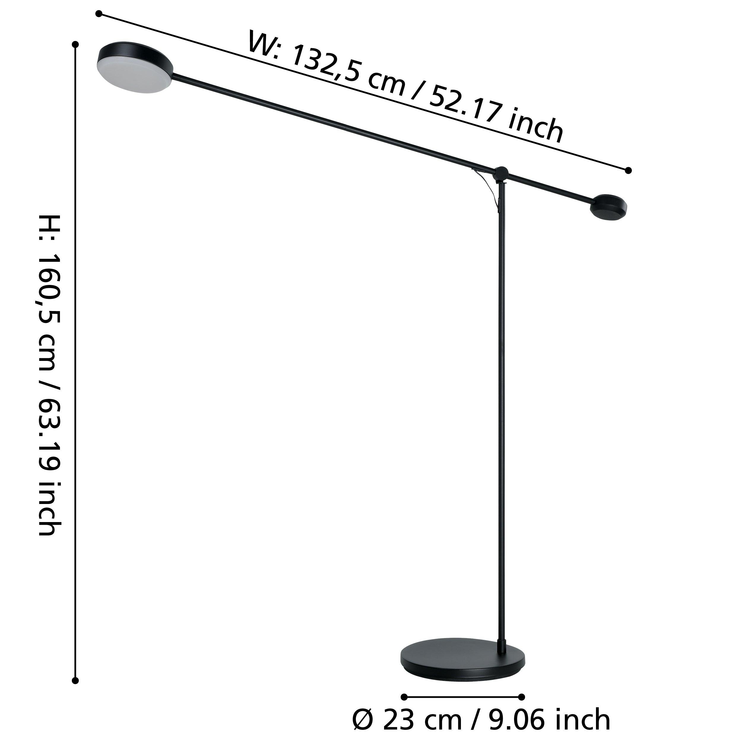 eglo clavellina black led boom touch floor lamp living room close up