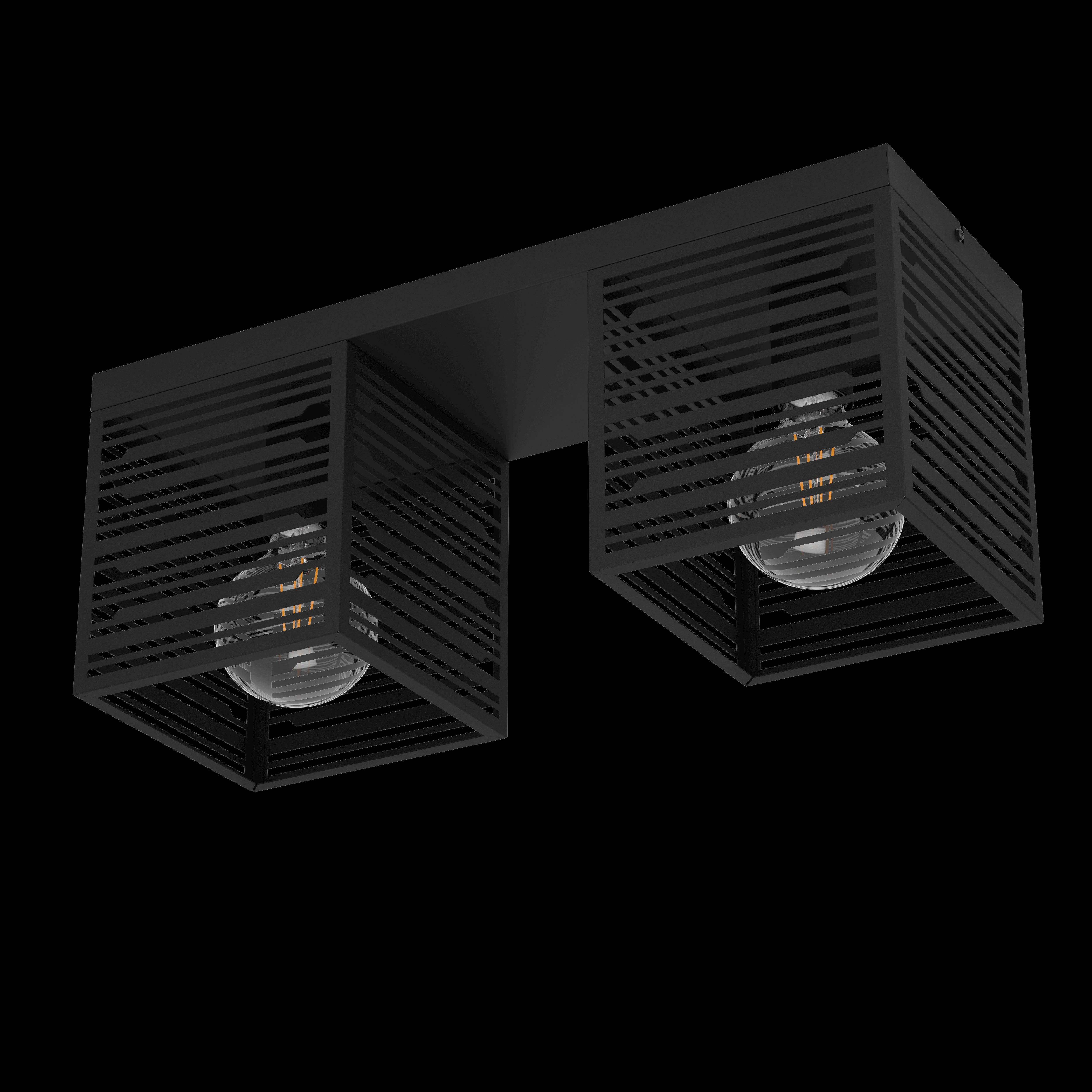 eglo piedritas square black metal 2 light ceiling flush living room image